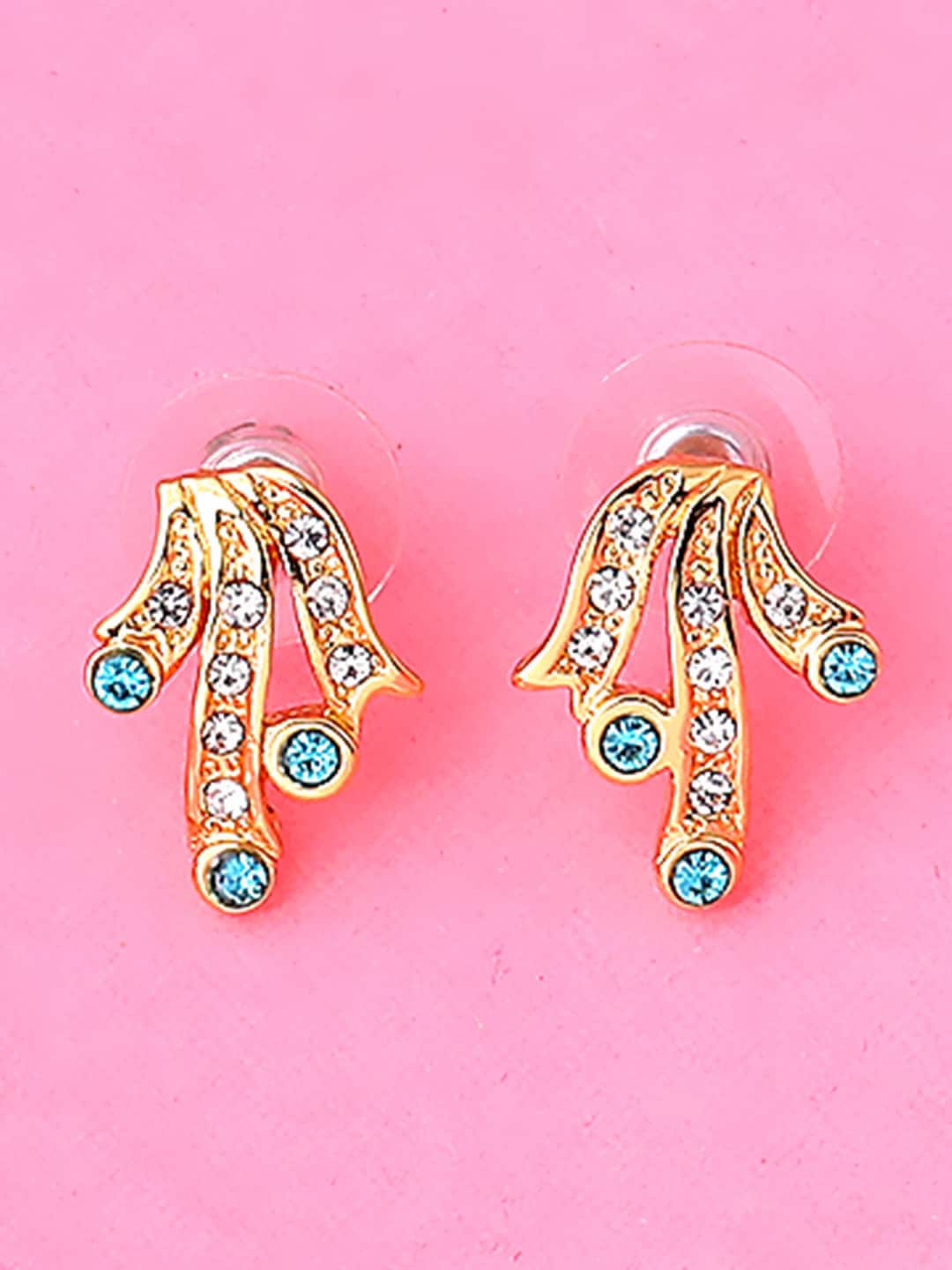 

Estele Gold-Plating With Crystal Studs Earrings, Blue