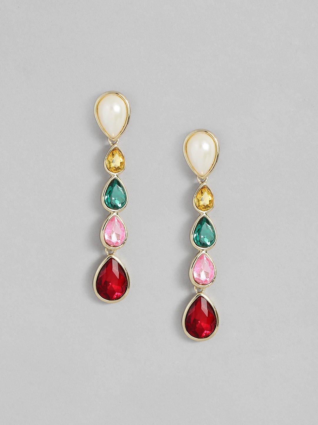 

Estele Gold-Plated Teardrop Shaped Drop Earrings, White