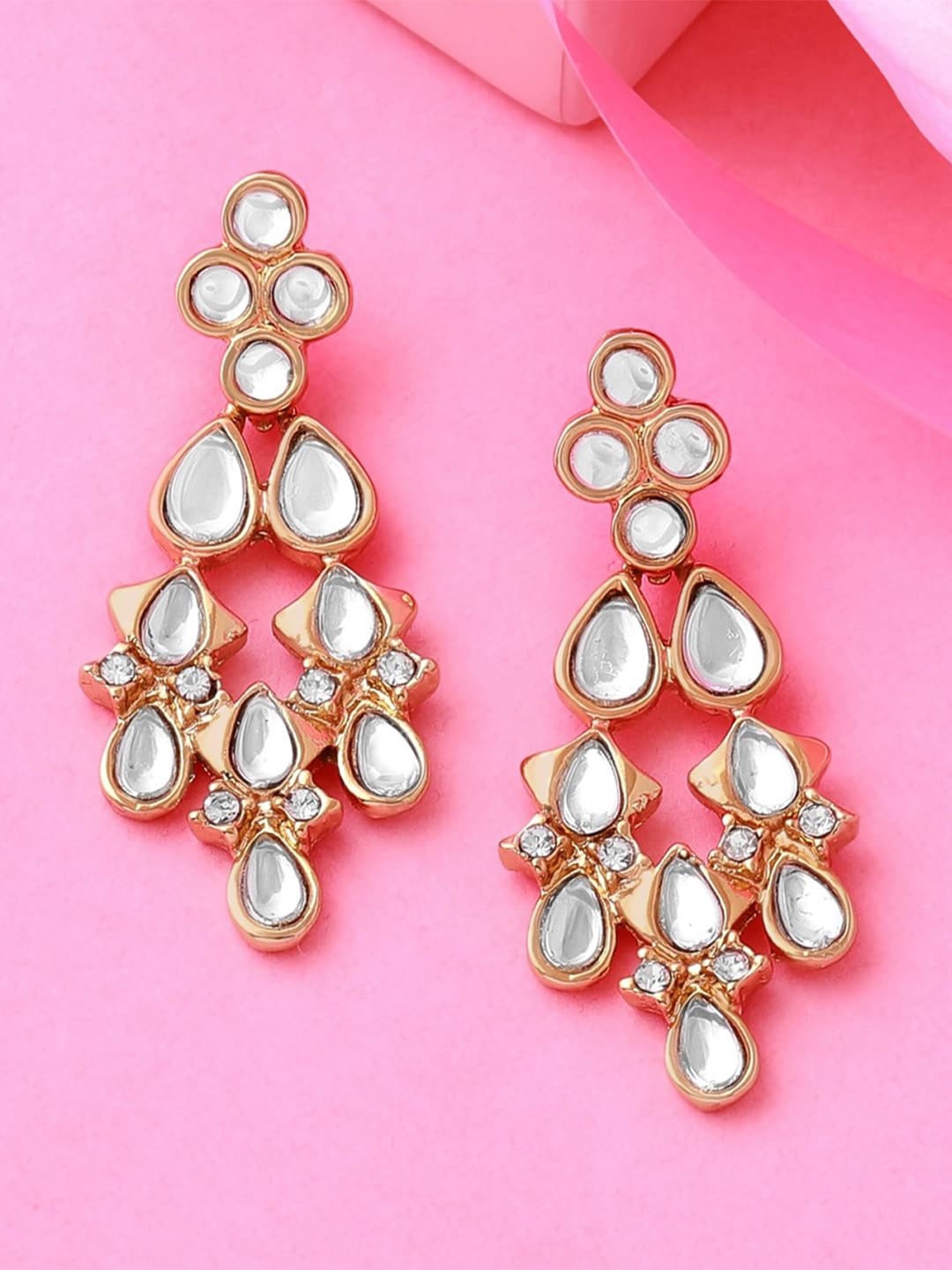 

Estele Gold-Plated Kundan Classic Earrings, White