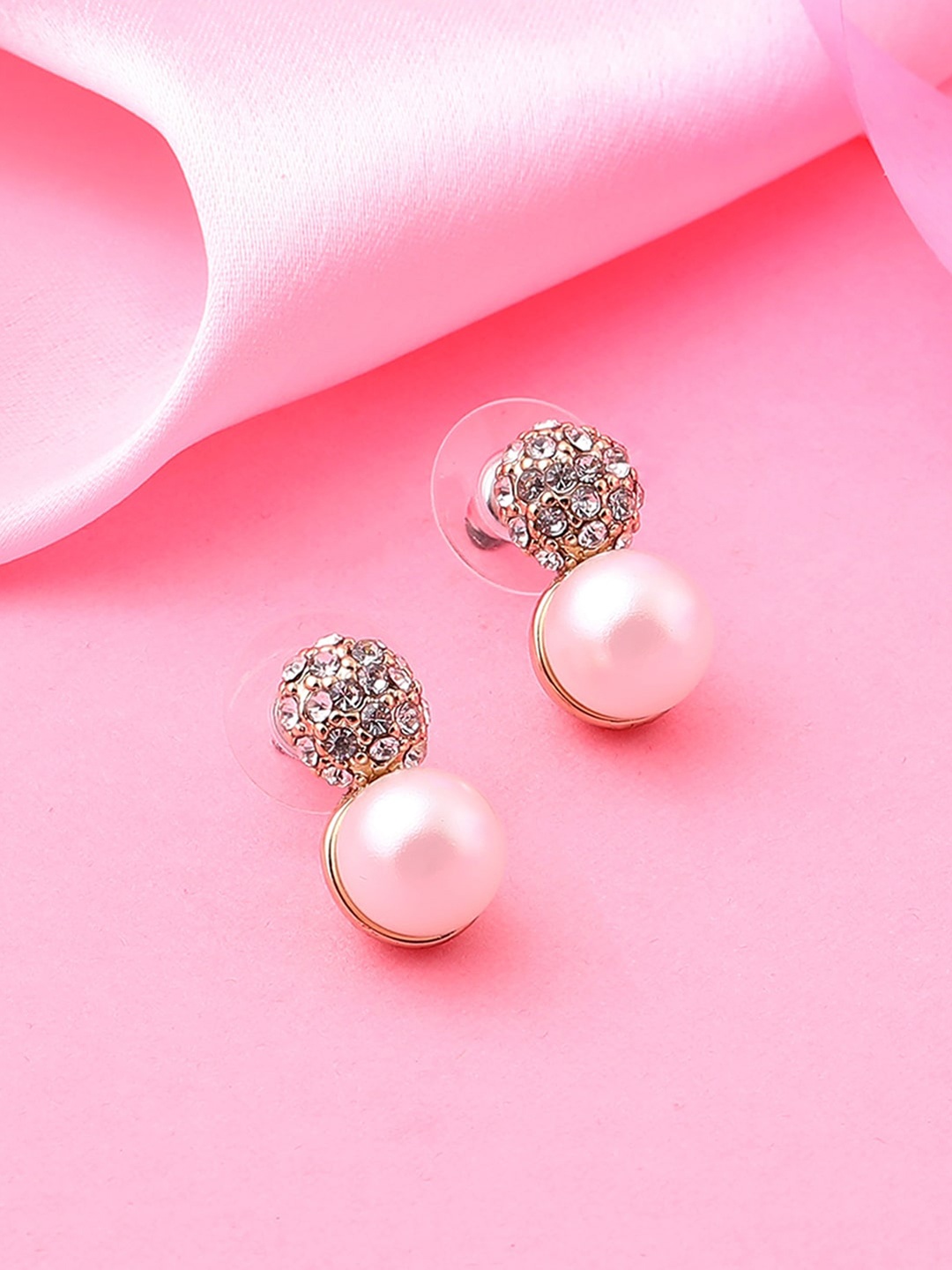 

Estele Gold -Plated Circular Drop Earrings, White