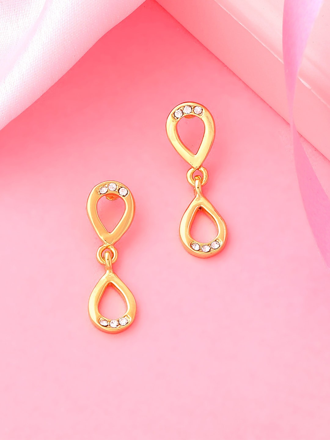

Estele Gold-Plated Crystals Geometric Drop Earrings, White