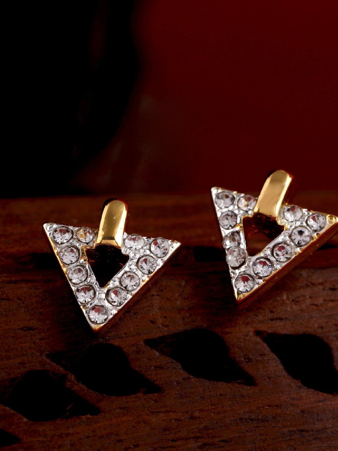 

Estele Gold-Plated Crystals Geometric Studs Earrings, White