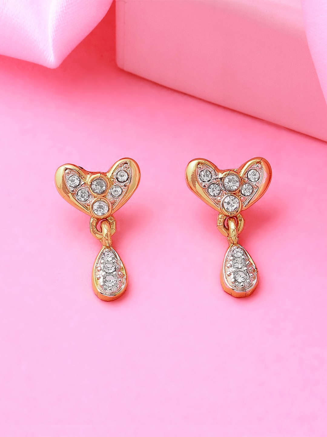 

Estele Gold Plated Contemporary Drop Earrings, White