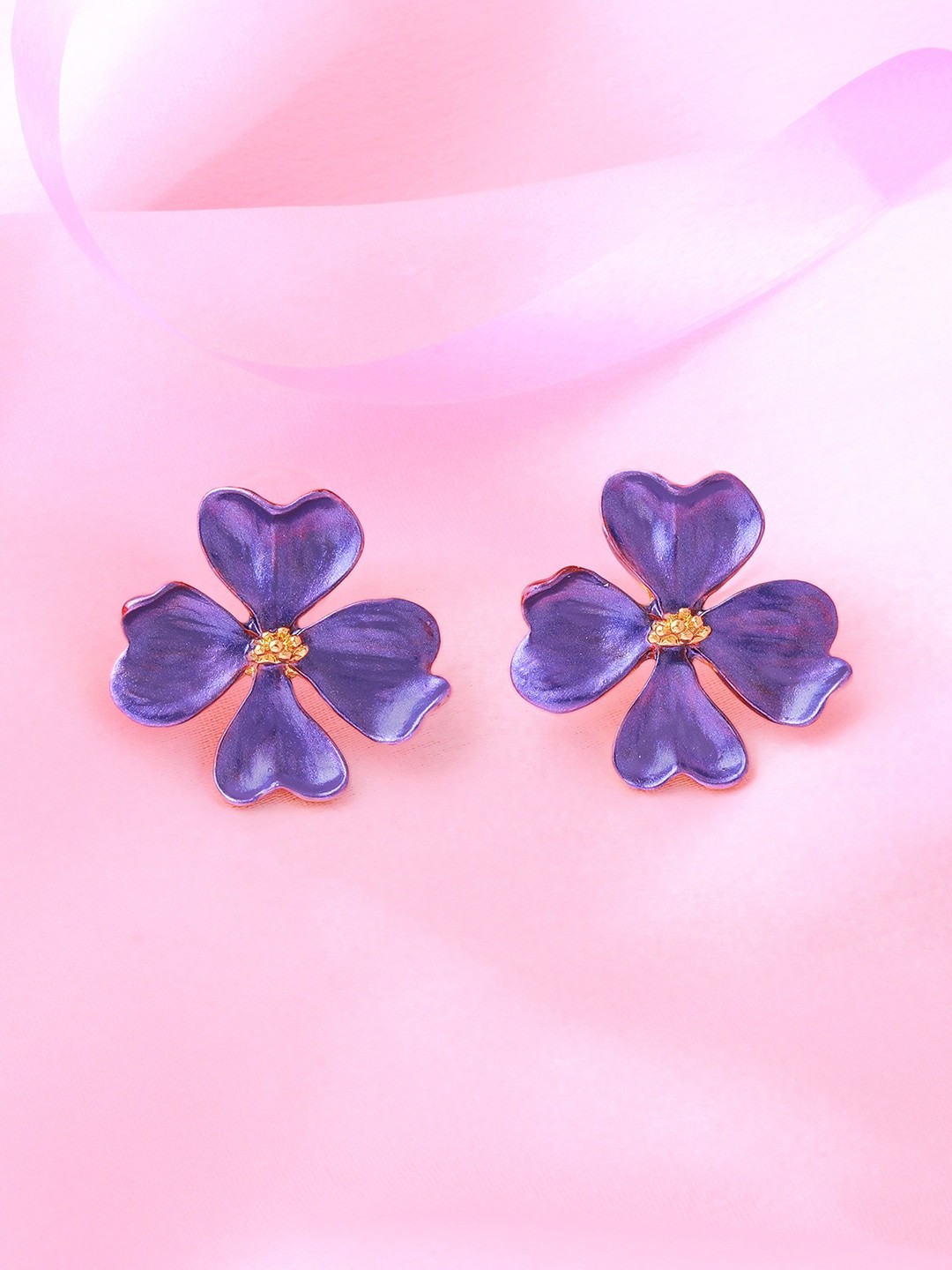 

Estele Gold-Plated Floral Studs Earrings, Purple