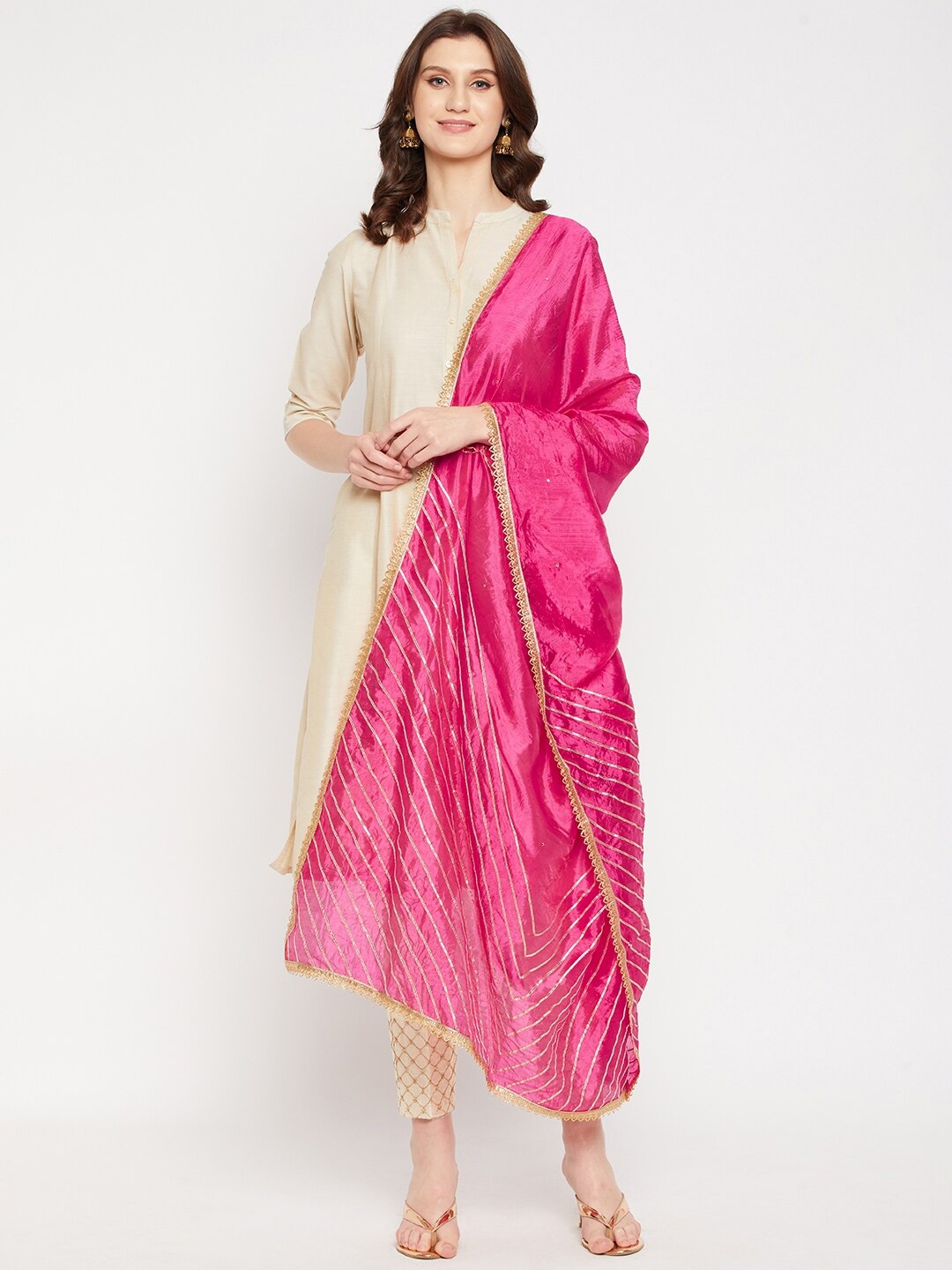 

Clora Creation Geometric Embellished Dupatta, Magenta