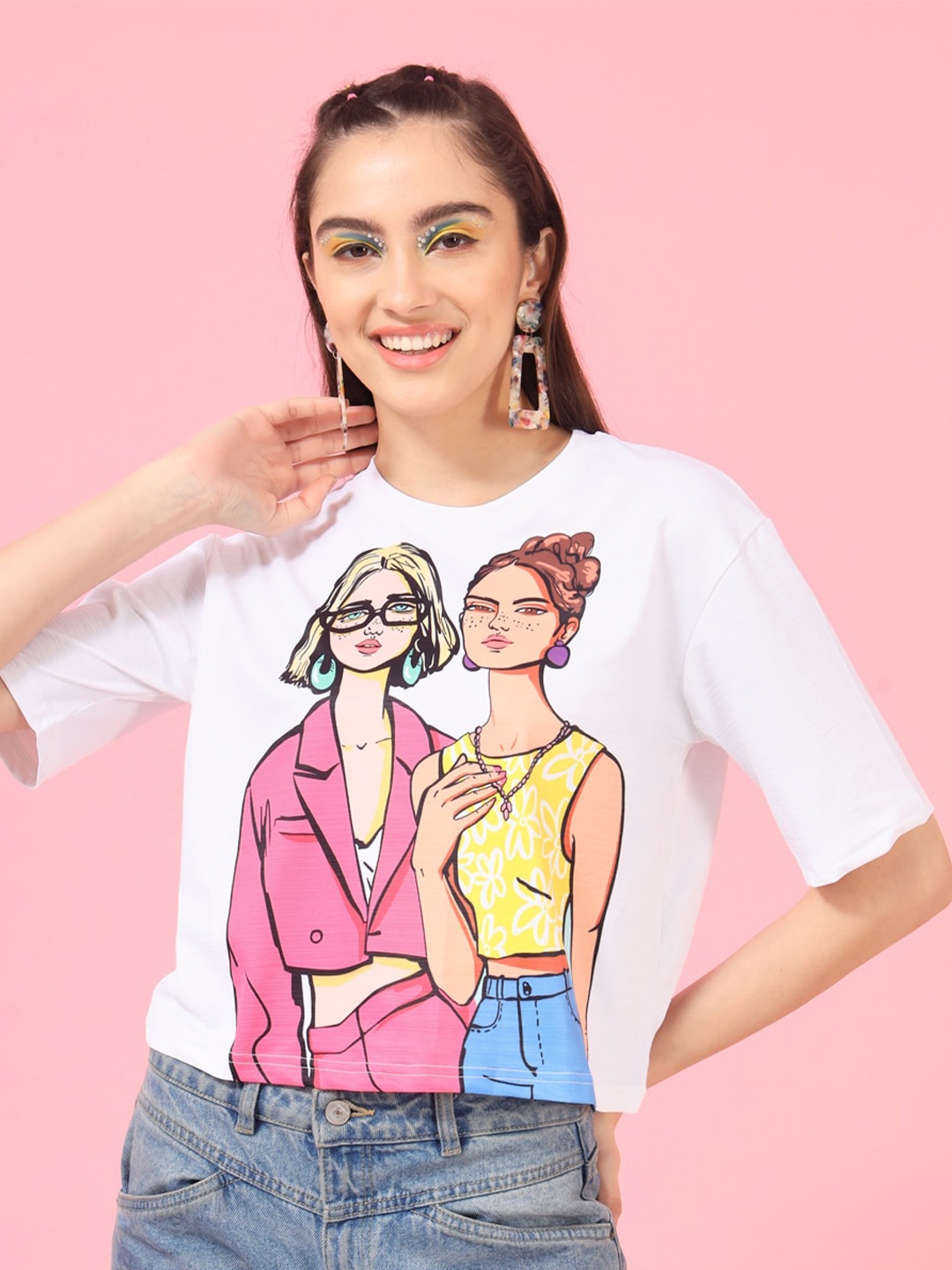 

Darzi Graphic Printed Boxy Top, White