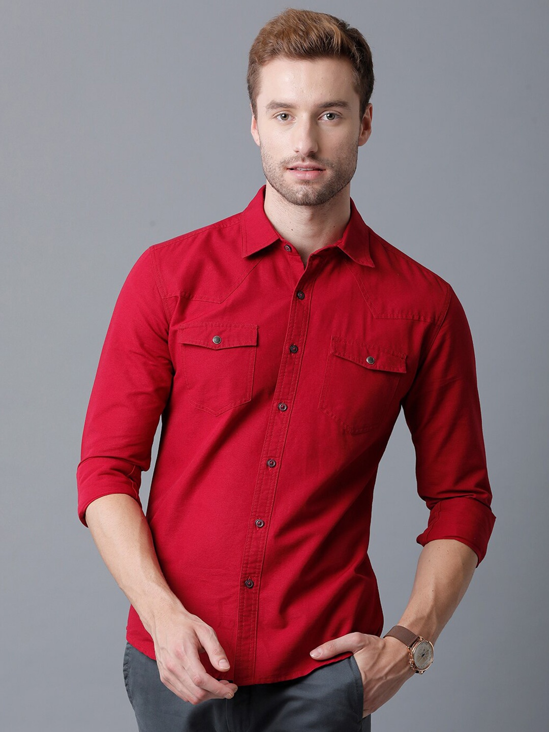 

YOVISH Comfort Casual Cotton Shirt, Red