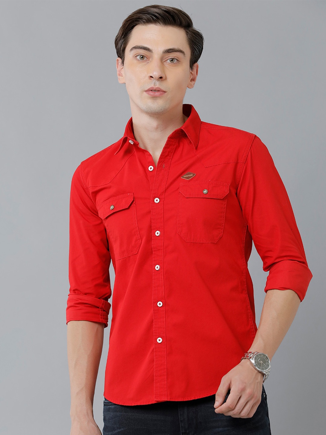 

YOVISH Comfort Cotton Casual Shirt, Red