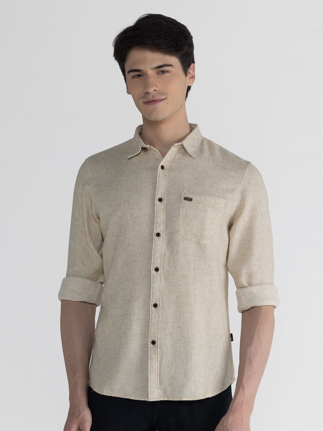 

IDENTITI Slim Fit Casual Shirt, Beige