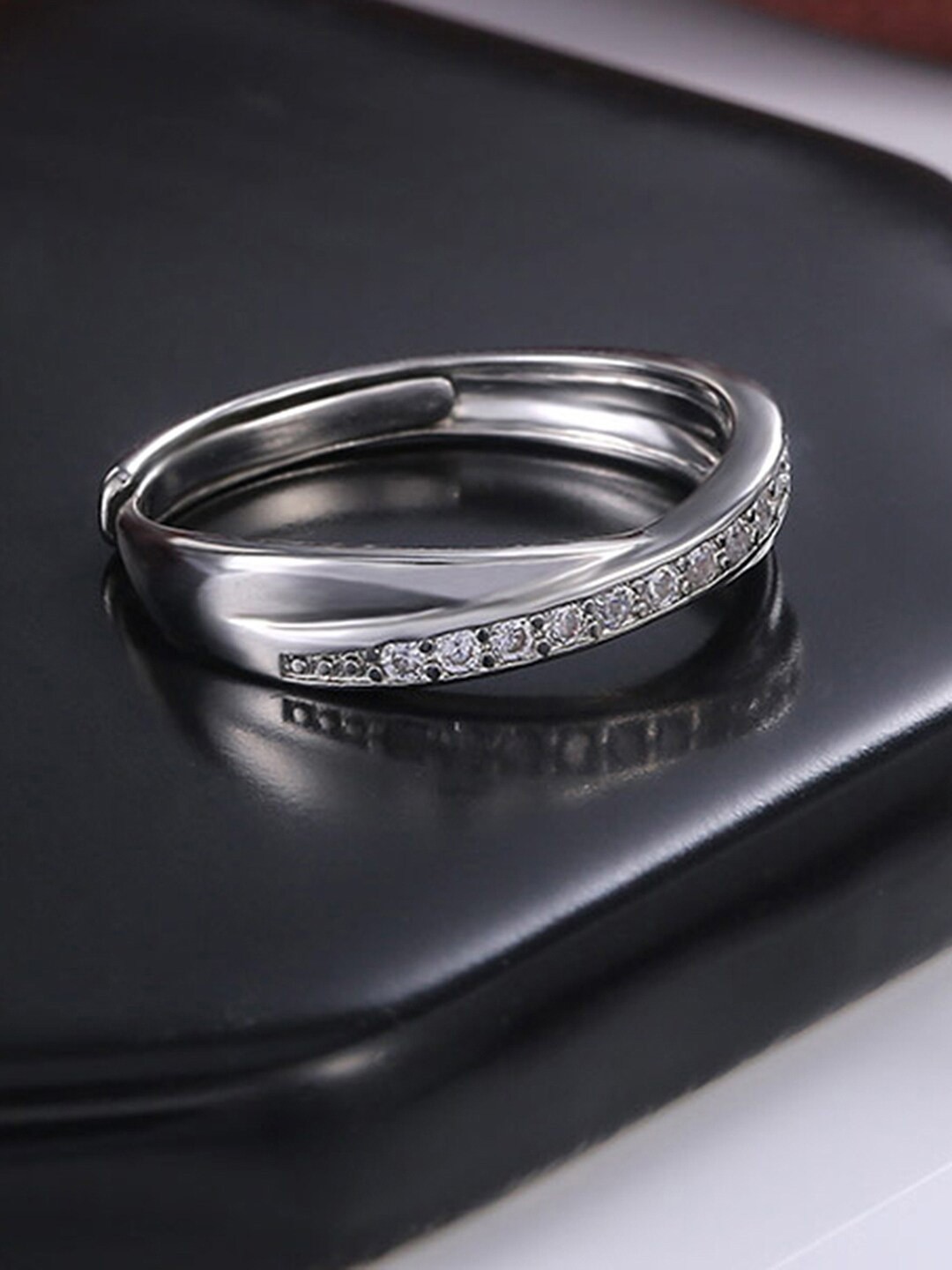 

Peora Silver-Plated AD-Studded Finger Ring