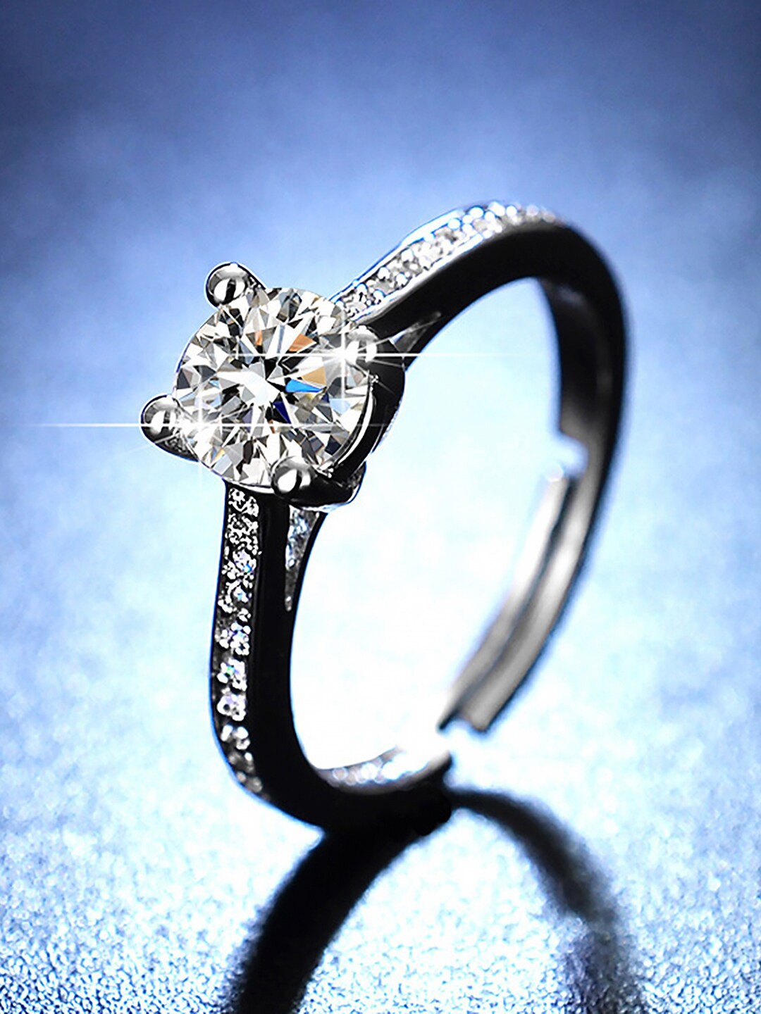 

Peora Silver-Plated AD- Stone Studded Adjustable Finger Ring, White