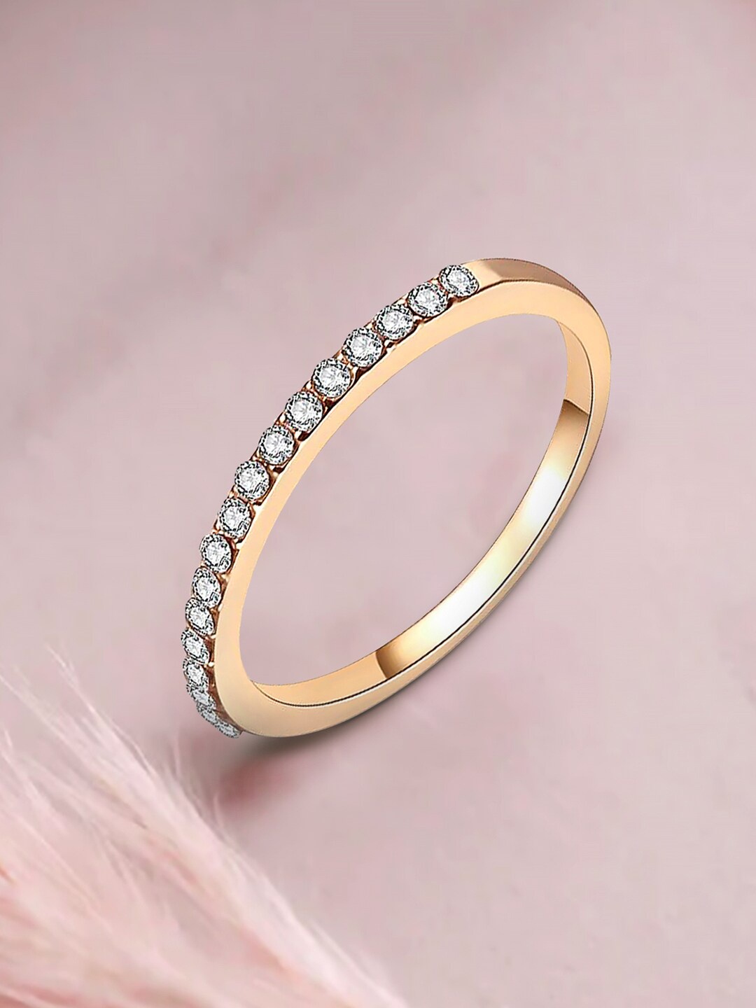 

Peora Gold-Plated American Daimond-Studded Finger Ring, White