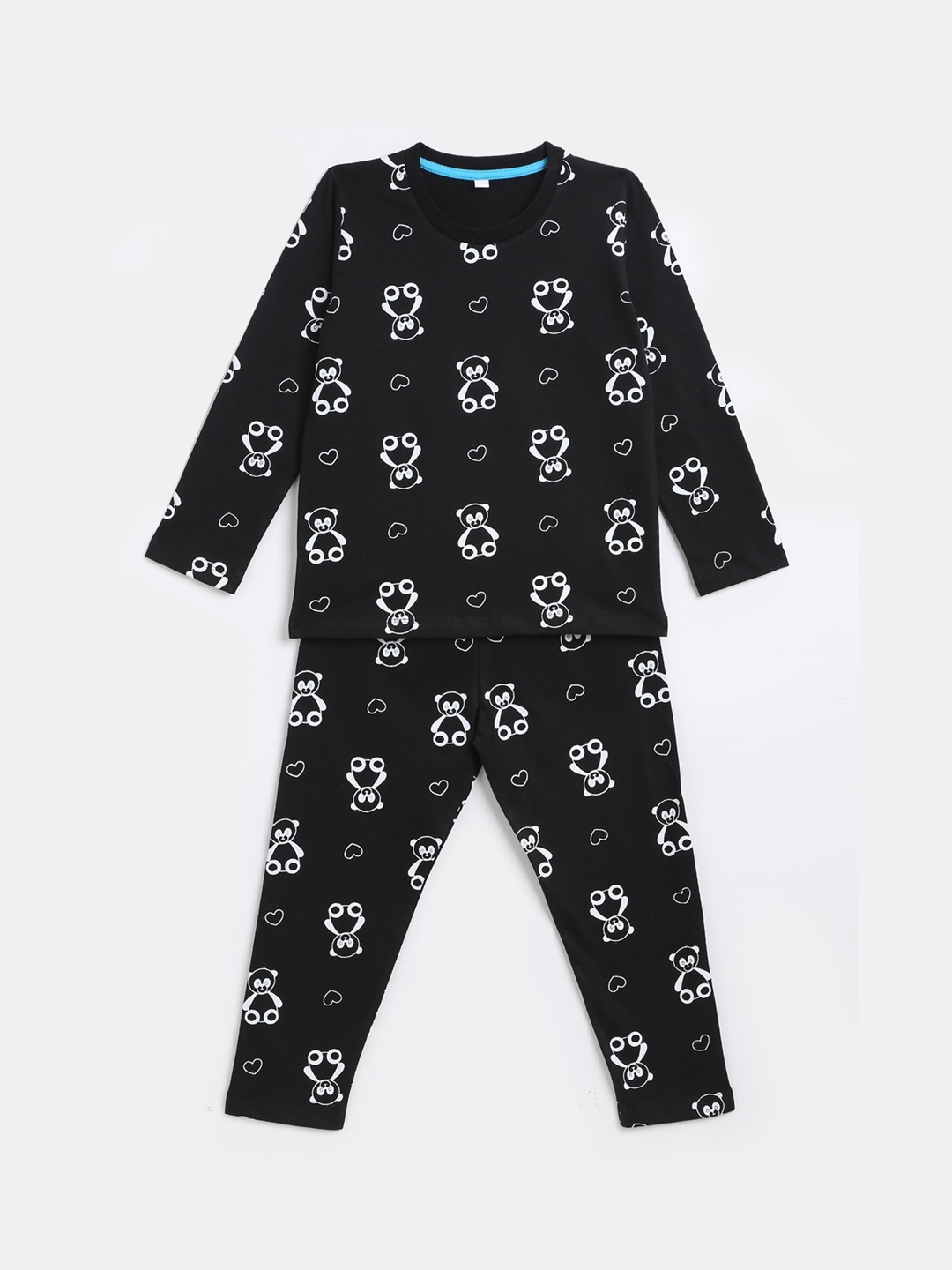 

YK Boys Conversational Printed Night Suit, Black