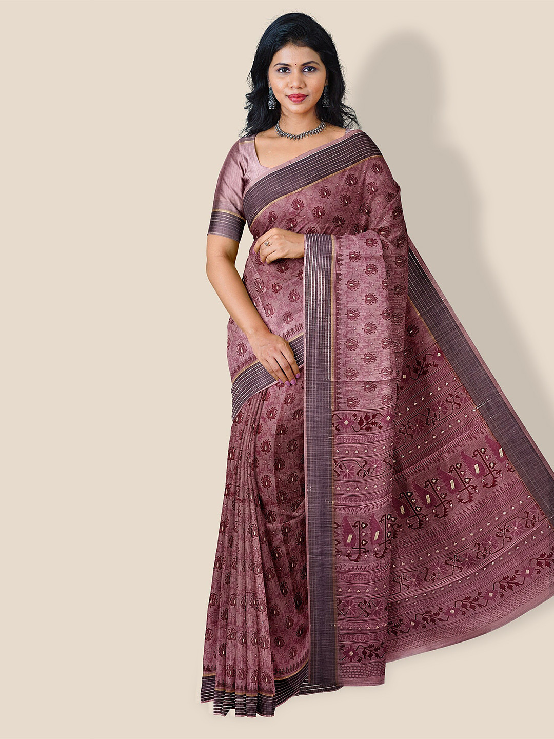 

The Chennai Silks Ethnic Motifs Pure Cotton Saree, Pink
