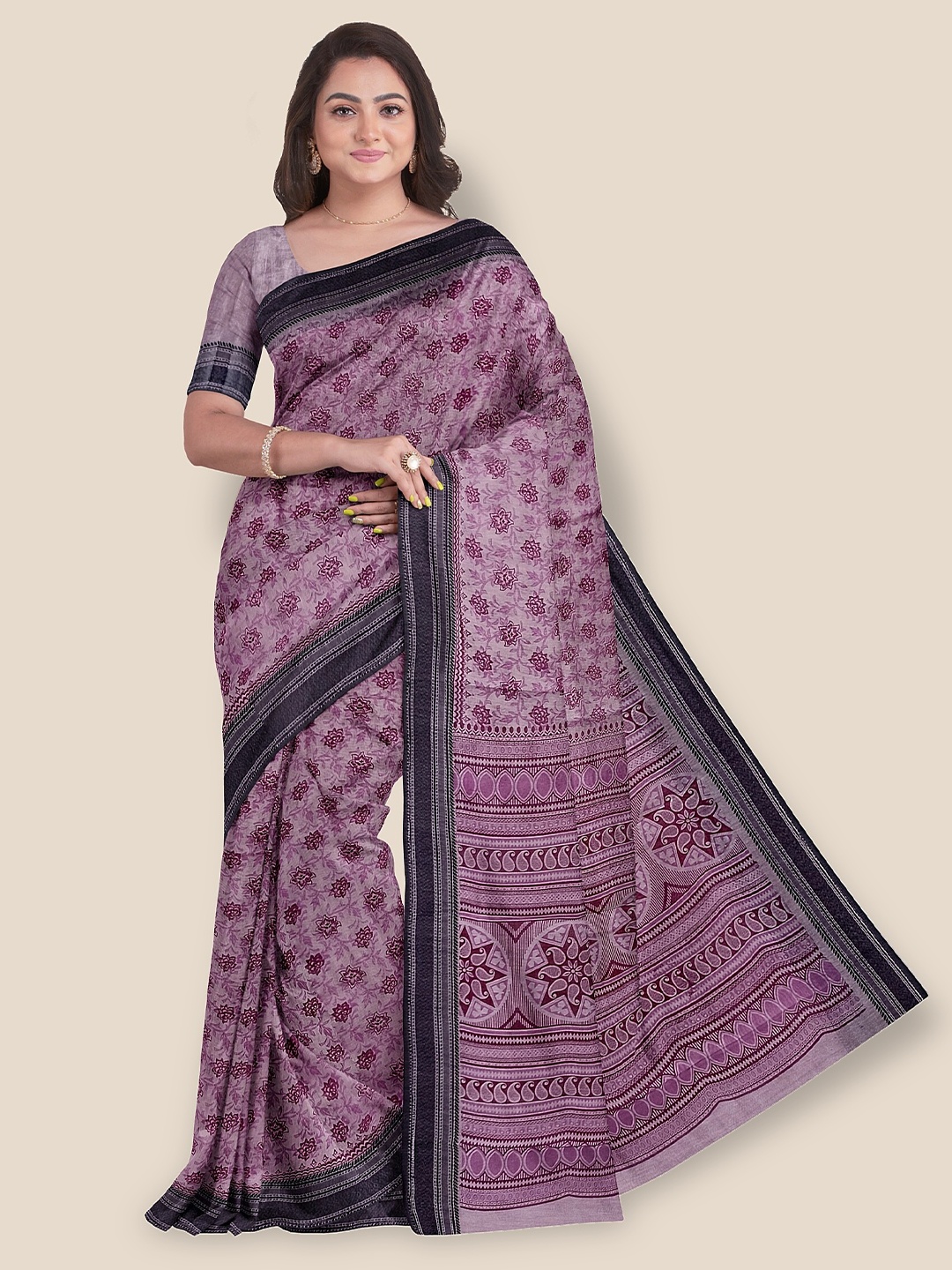 

The Chennai Silks Ethnic Motif Printed Pure Cotton Saree, Pink