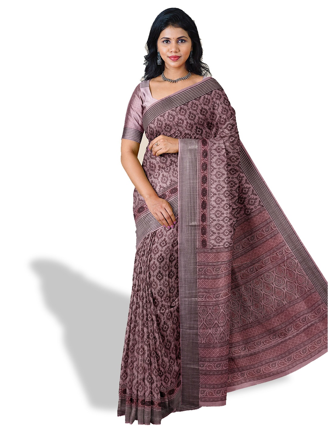 

The Chennai Silks Ethnic Motif Printed Pure Cotton Saree, Pink