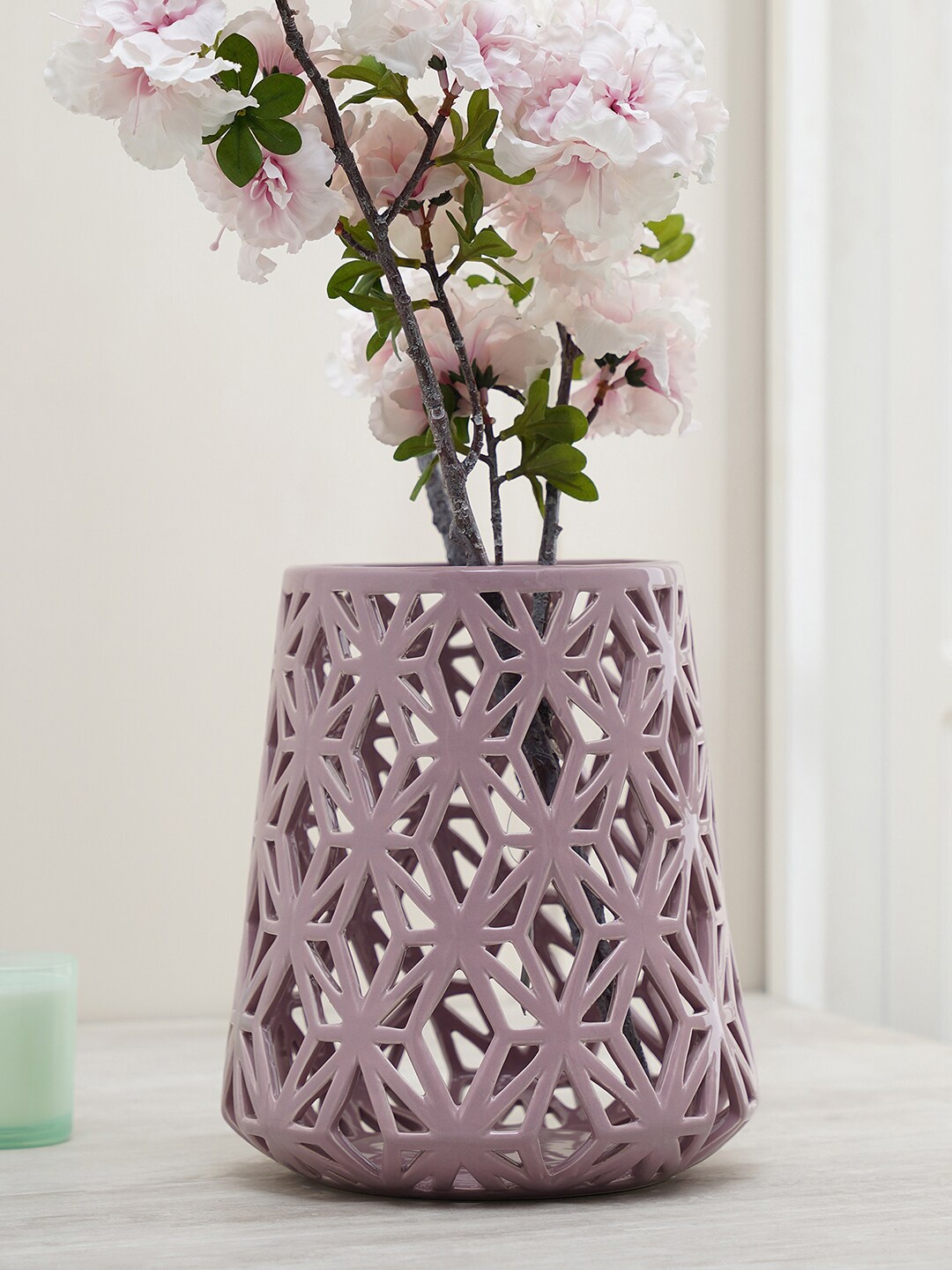 

Pure Home and Living Purple Textured Intertwist Ceramic Flower Vase
