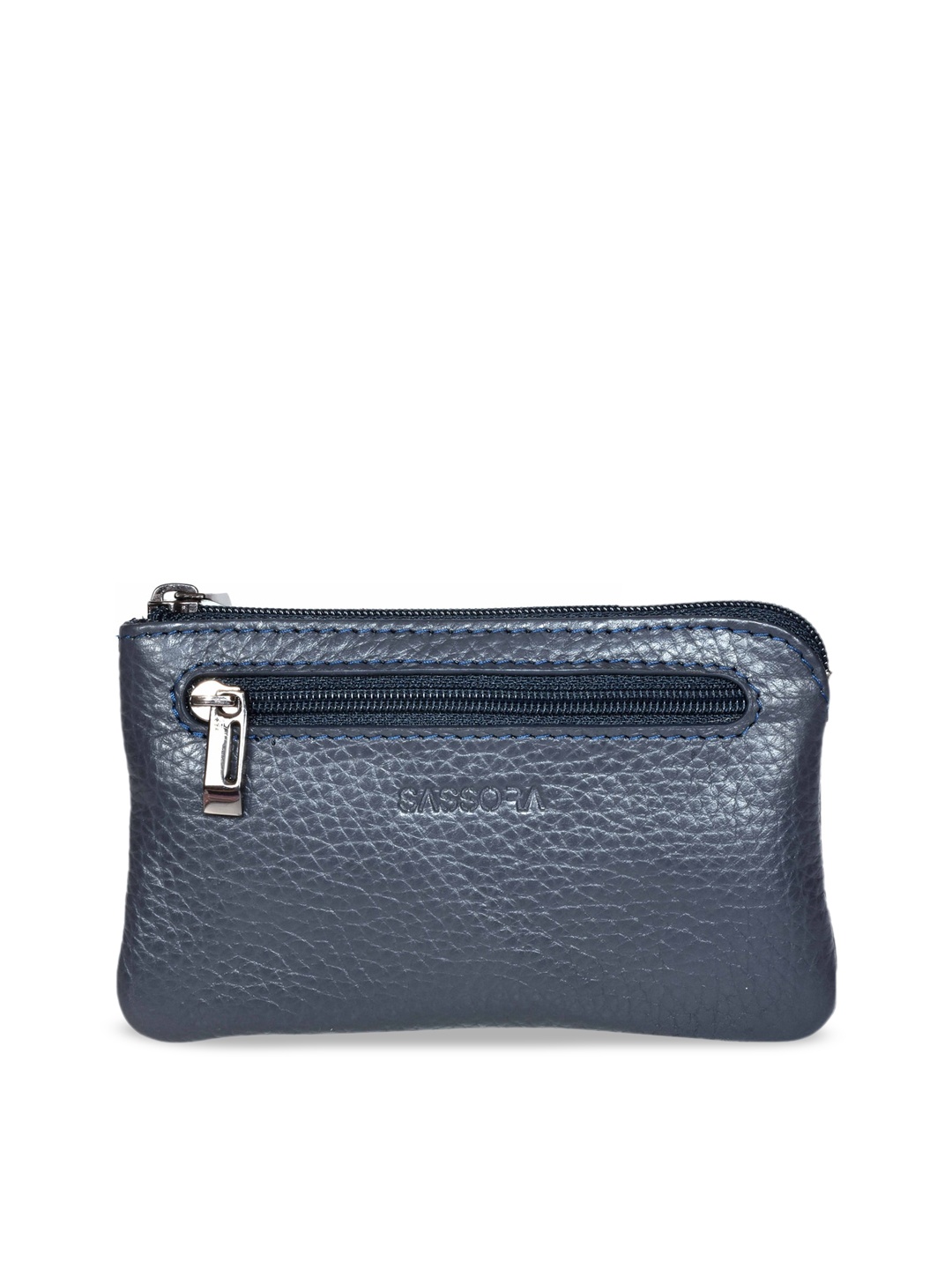 

Sassora Genuine Unisex Leather Zip Around Key Case, Navy blue