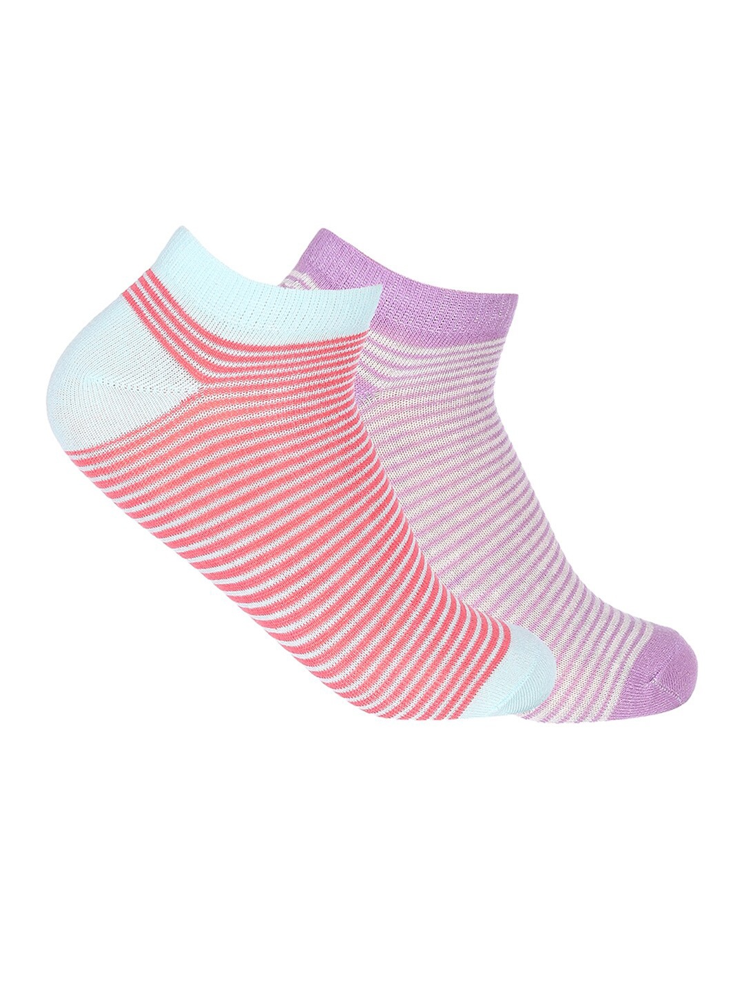 

MARC Women Pack Of 2 Striped Ankle Length Socks, Purple