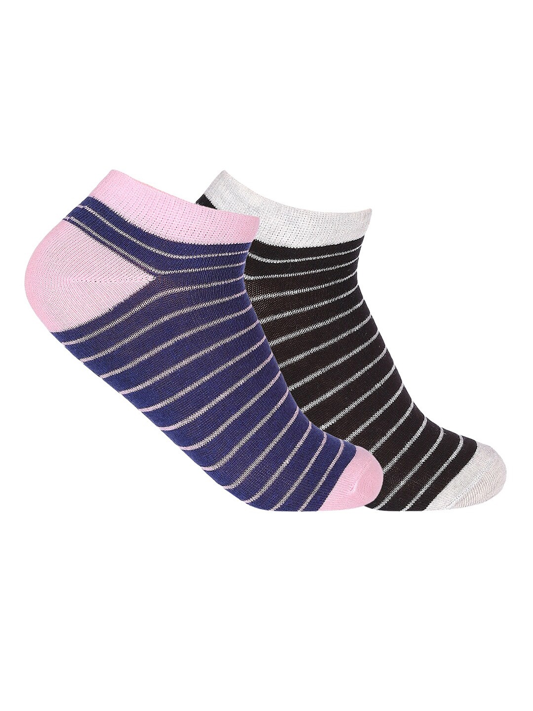

MARC Women Pack Of 2 Patterned Ankle Length Socks, Black