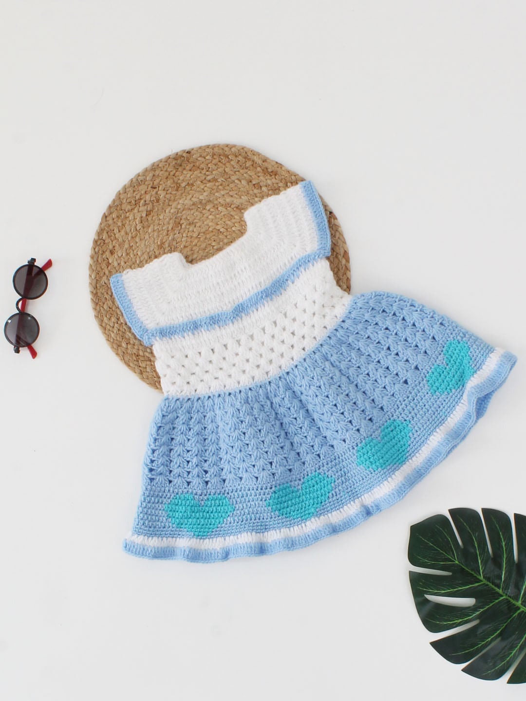 

Woonie Girls Self Design Acrylic Dress, Blue