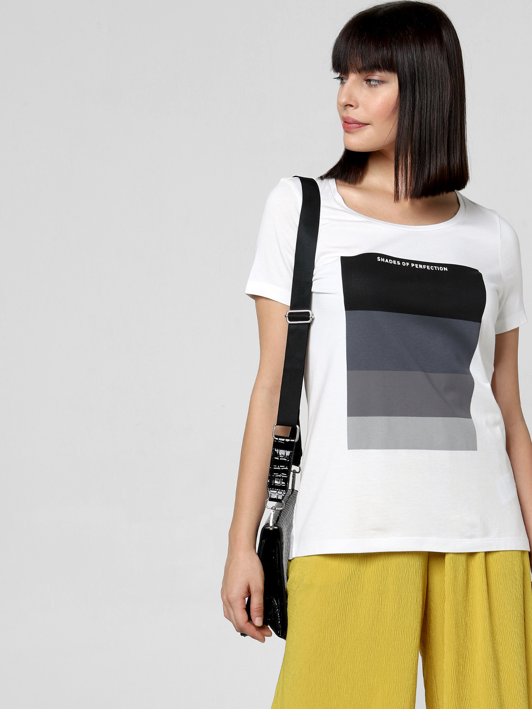 

Vero Moda Graphic Printed Short Sleeve Round Neck Cotton T-shirt, White