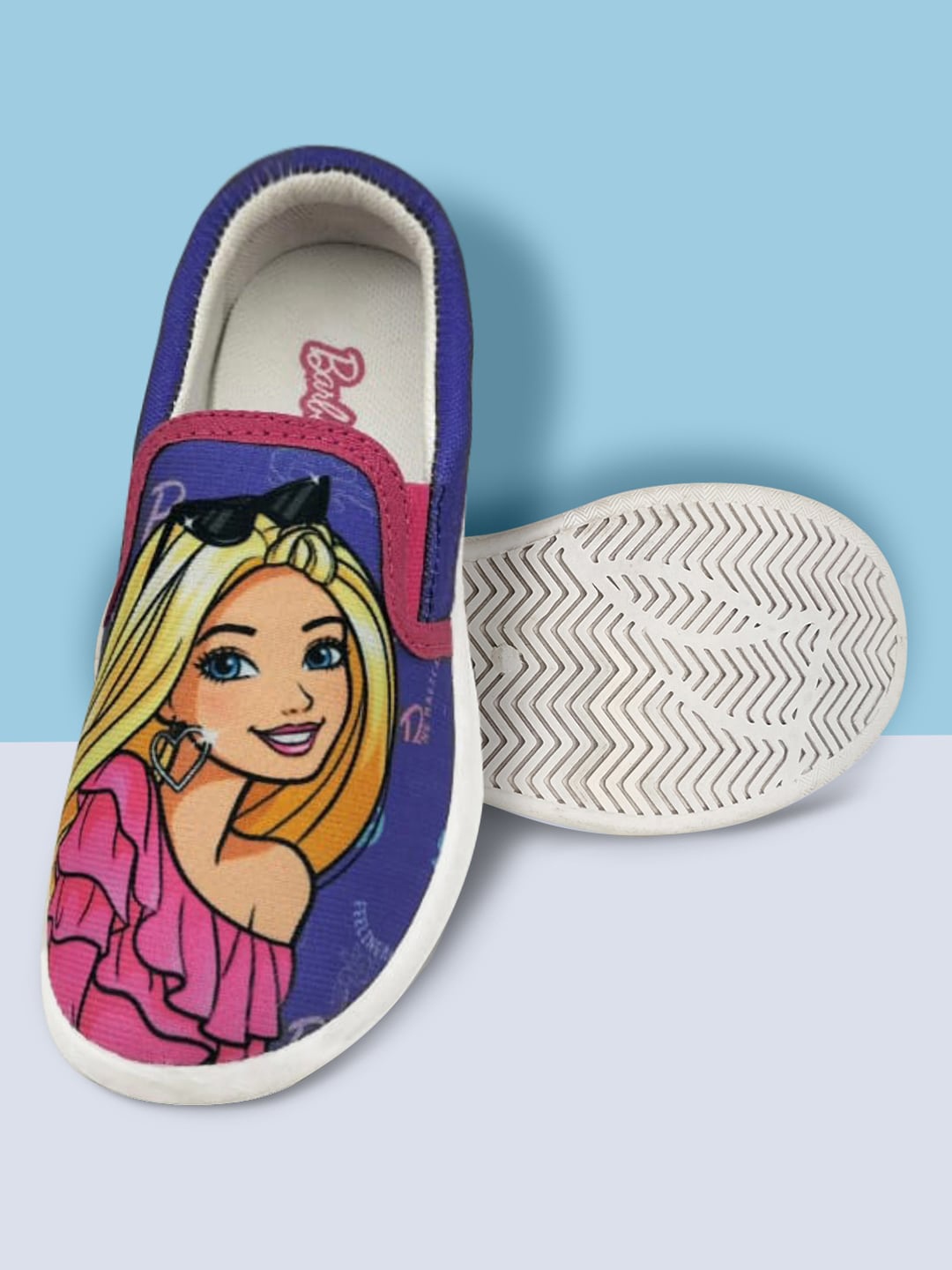 

Kids Ville Girls Barbie Printed Lightweight Slip-On Sneakers, Blue