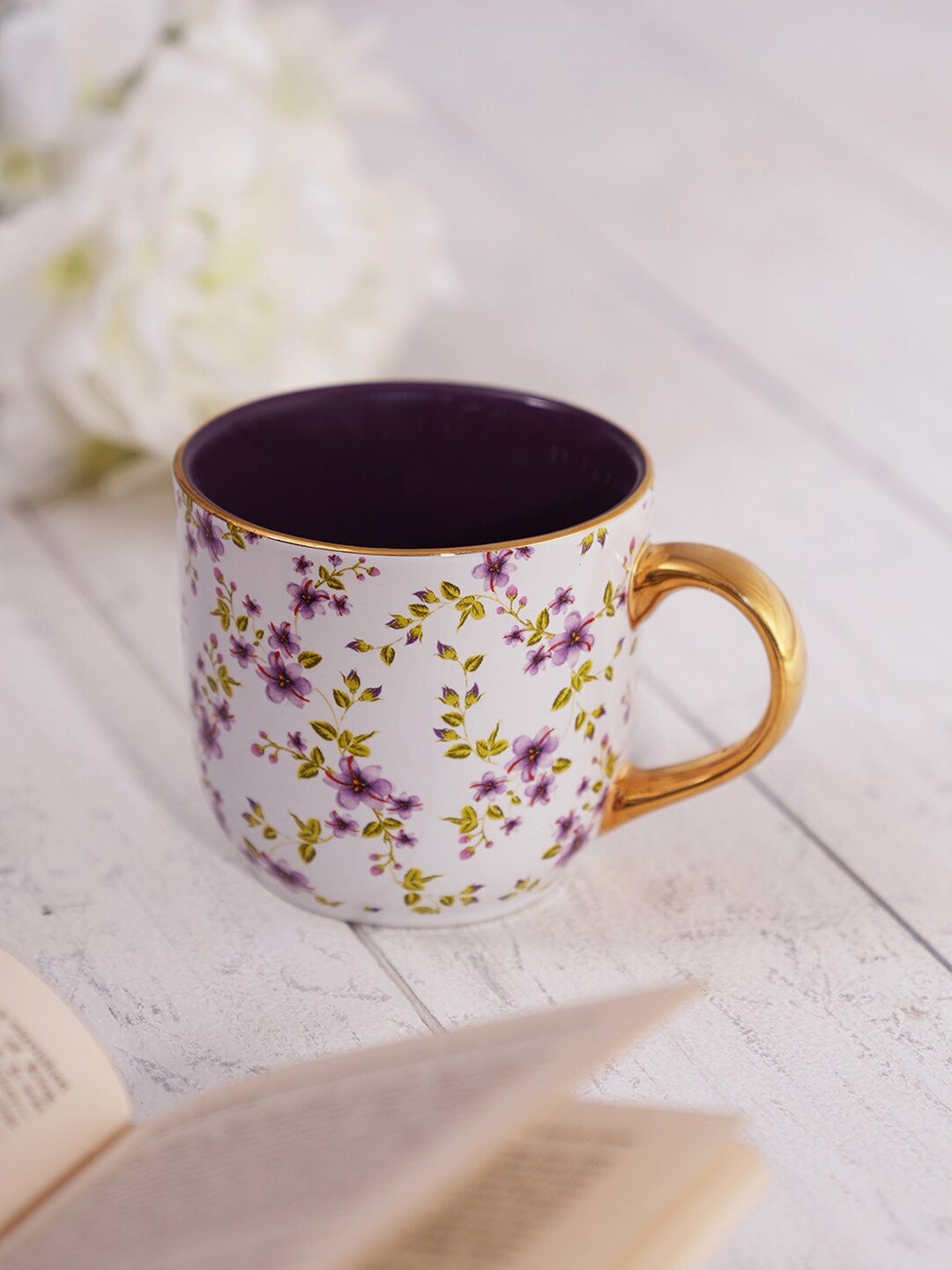

Pure Home and Living Senorita White & Purple Floral Printed Porcelain Mug 330 ml