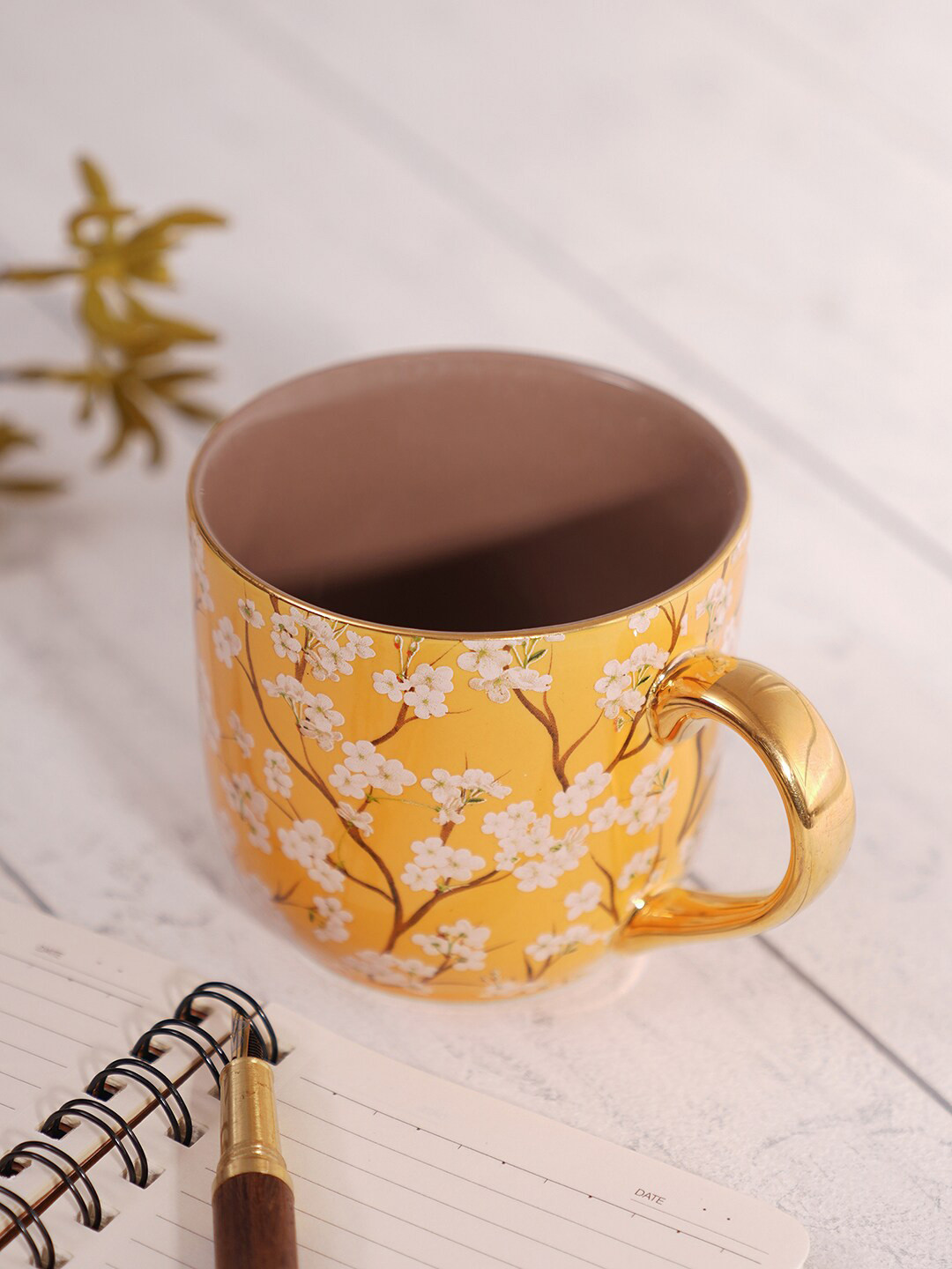 

Pure Home and Living Senorita Mustard Yellow & White Floral Printed Porcelain Mug 330 ml