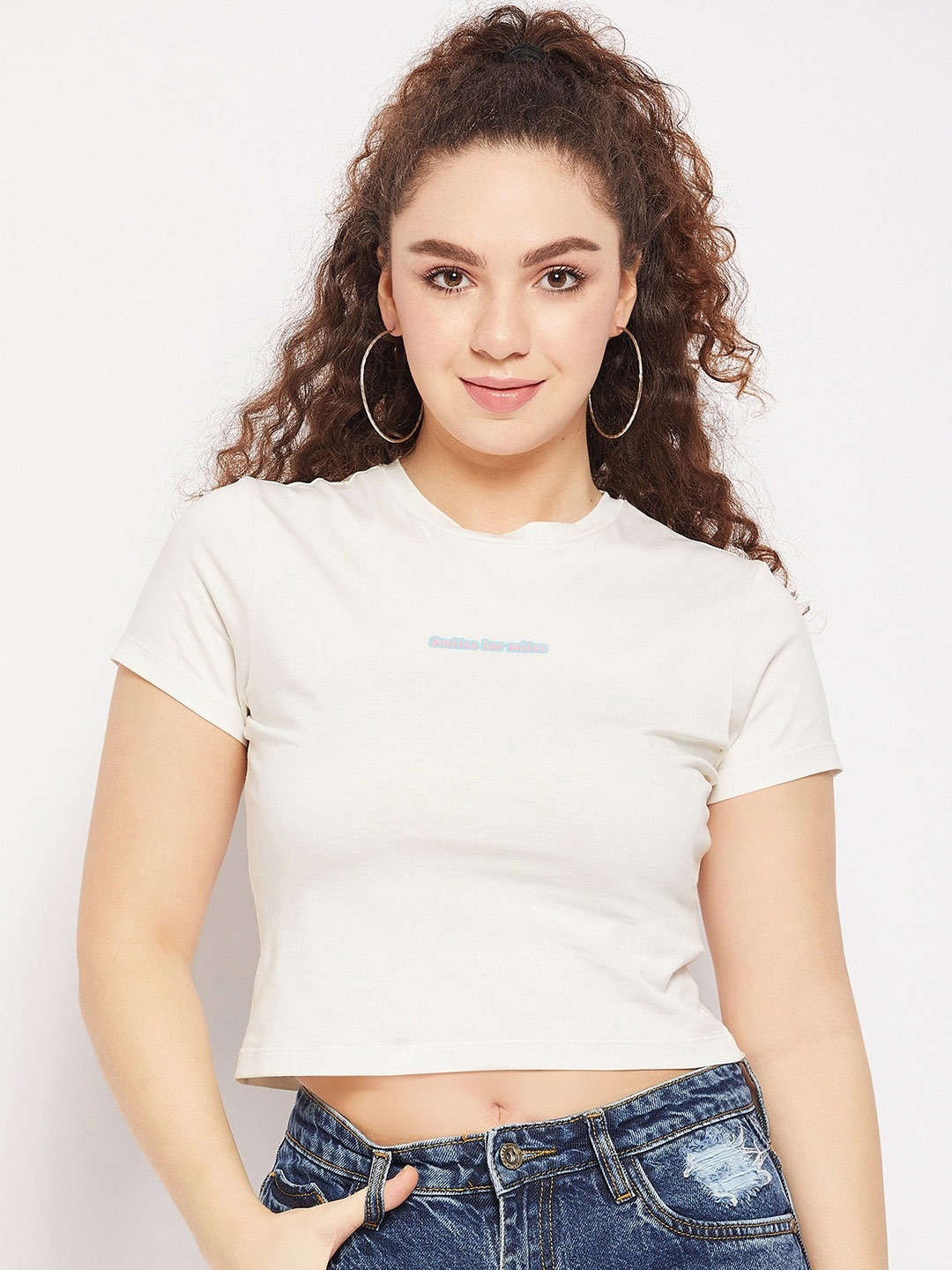 

CAMLA Women White Typography T-shirt