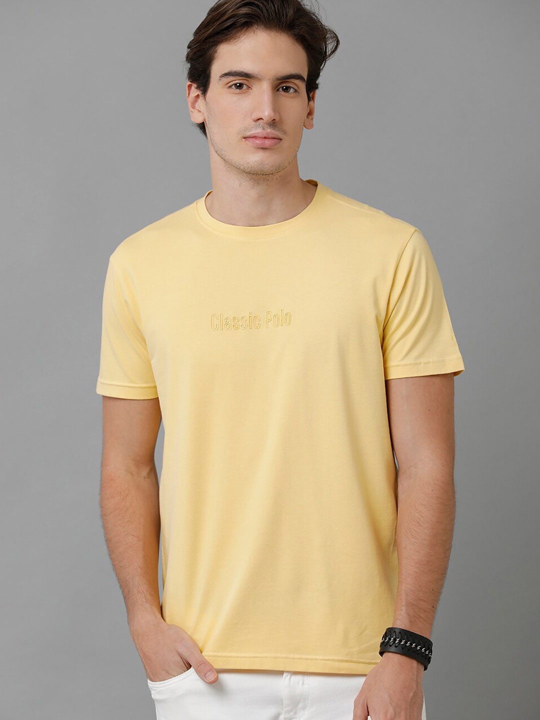 

Classic Polo Typography Printed Slim Fit Cotton T-shirt, Yellow