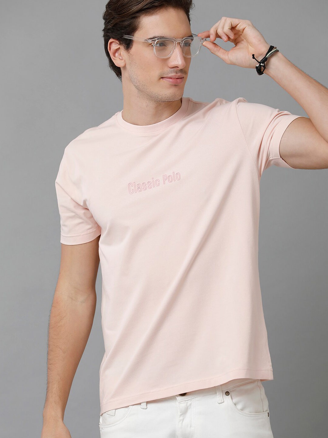 

Classic Polo Typography Printed Slim Fit Cotton T-shirt, Pink