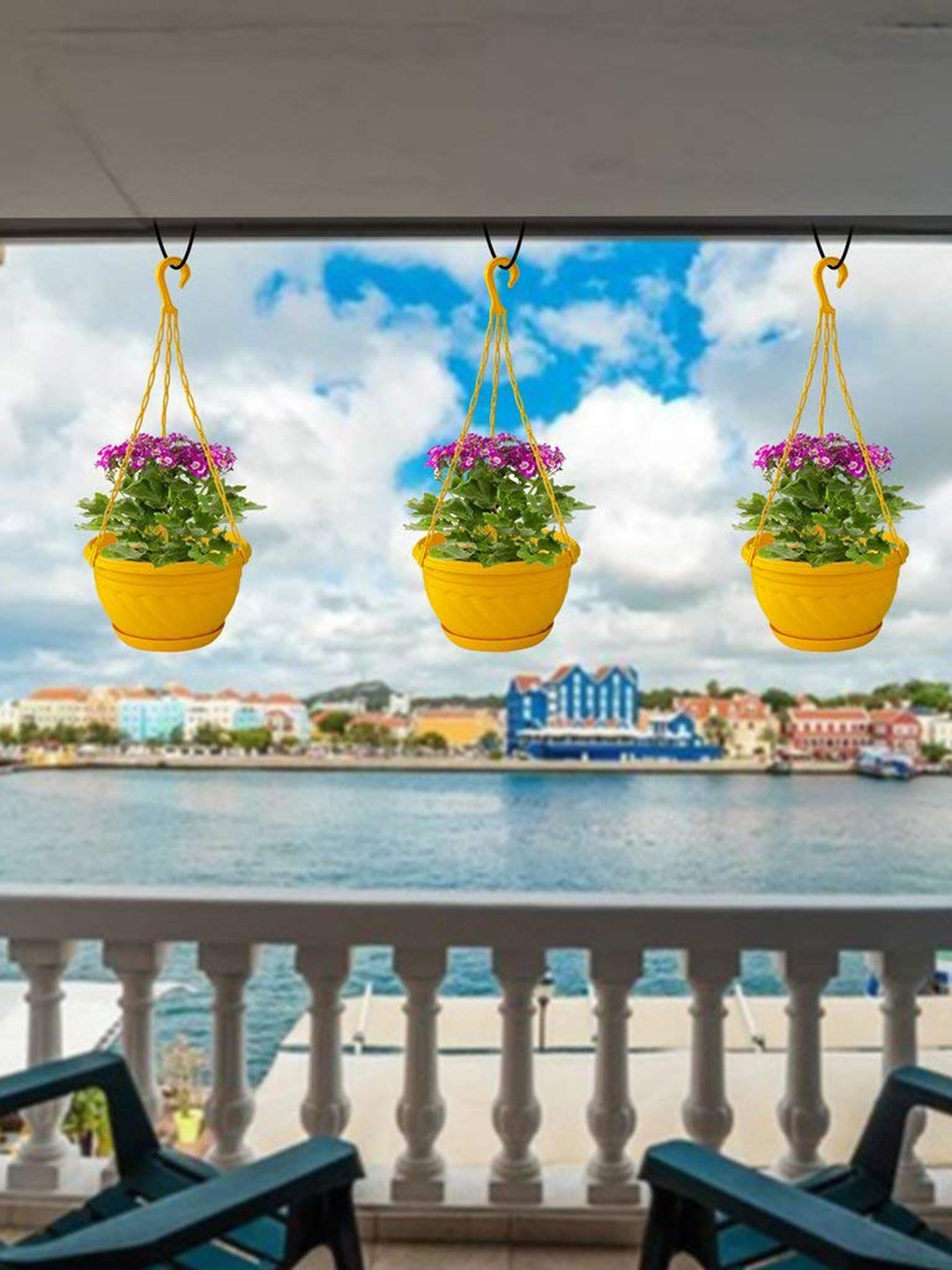 

TRUSTBASKET 6 Pcs Yellow Hanging Basket Planters
