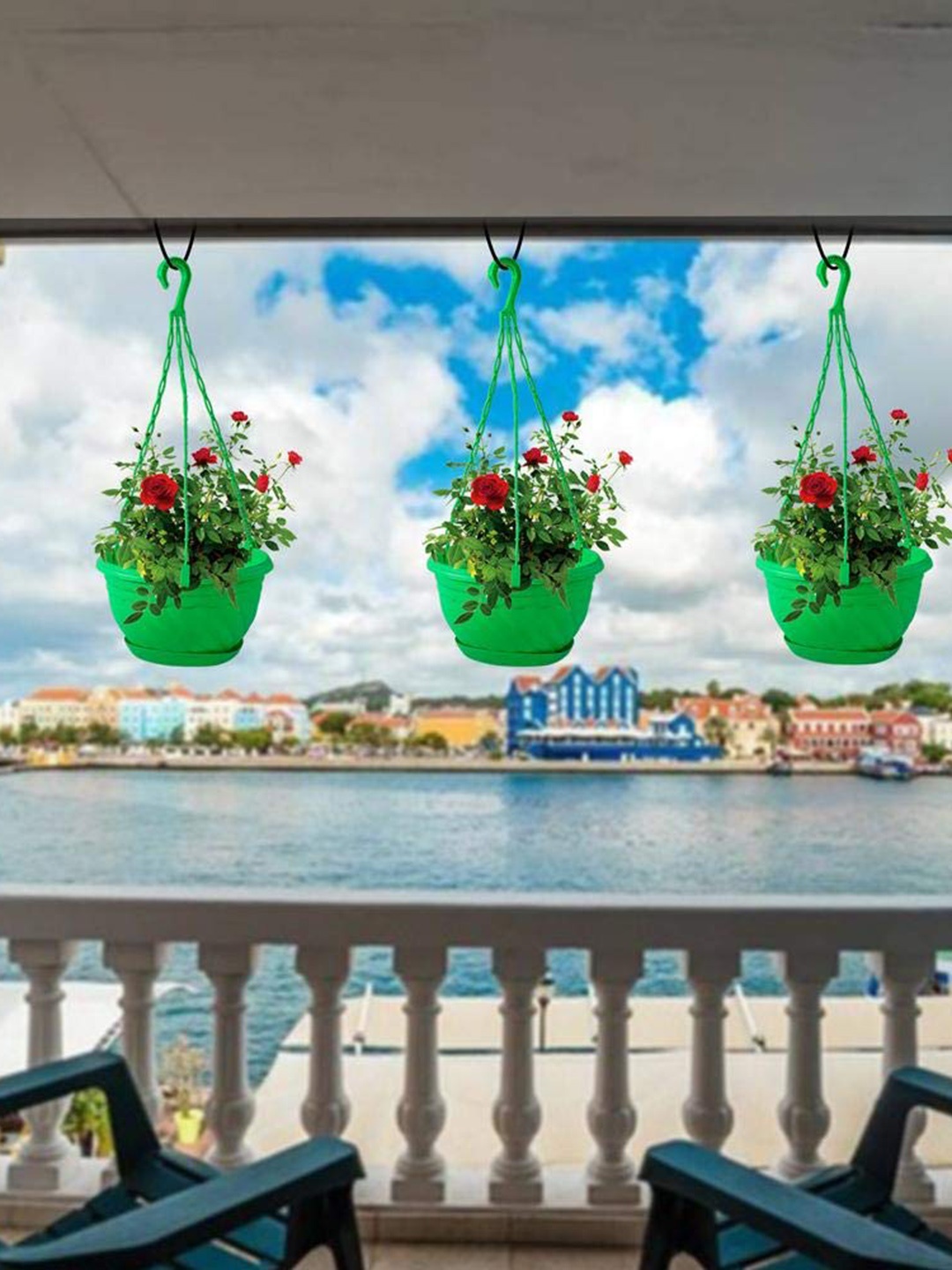 

TRUSTBASKET 3 Pcs Green Hanging Basket Planters