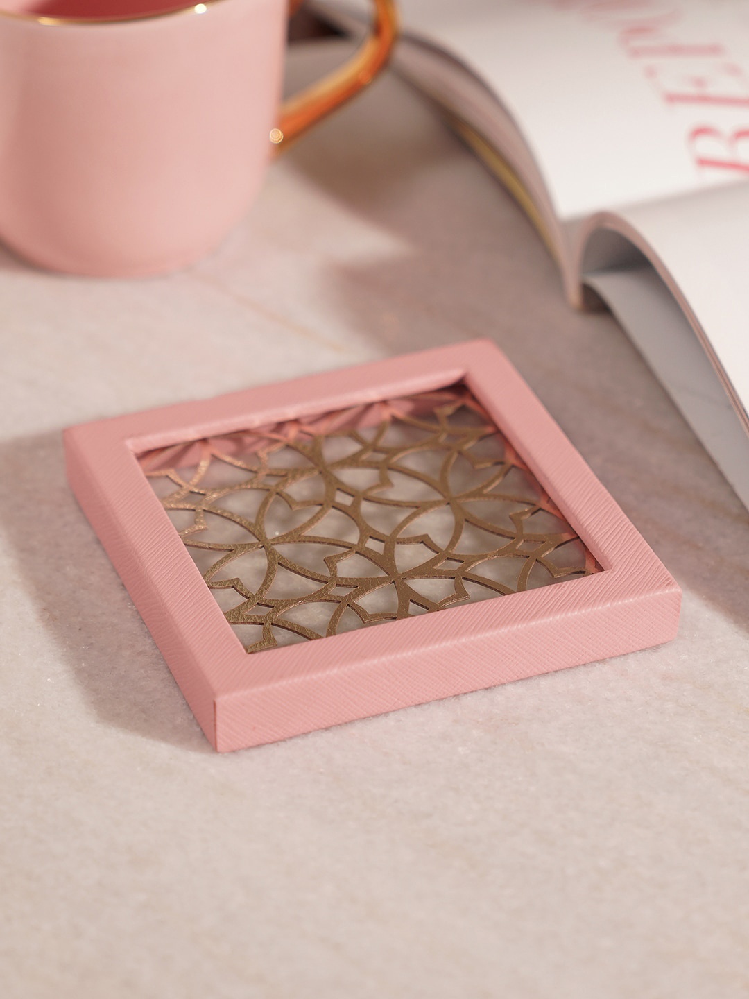 

Pure Home and Living Pink & Beige Mandala Patterned Coaster