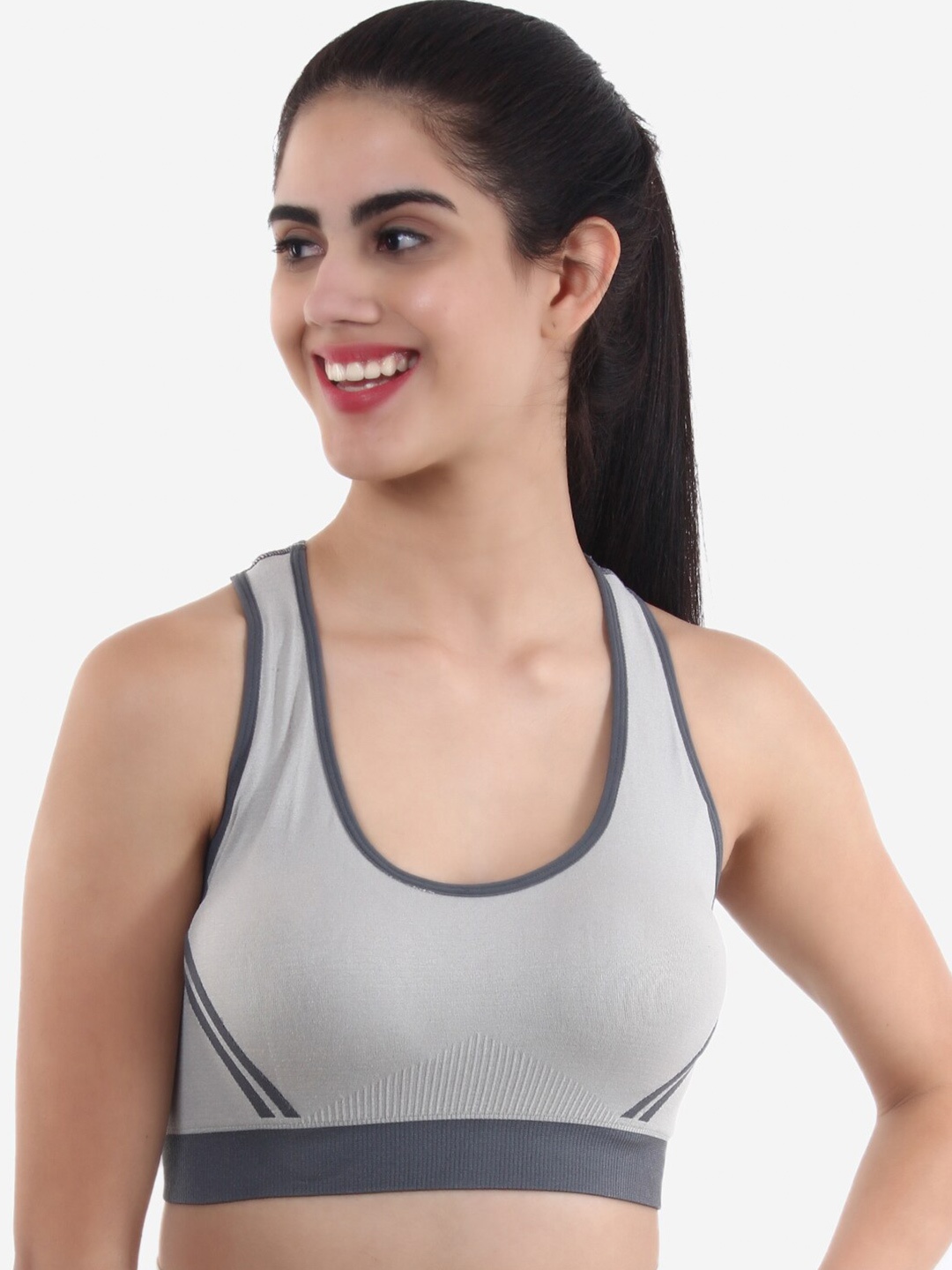 

XOXO Design Lightly Padded Non Wired Rapid Dry Workout Sports Bra, Grey