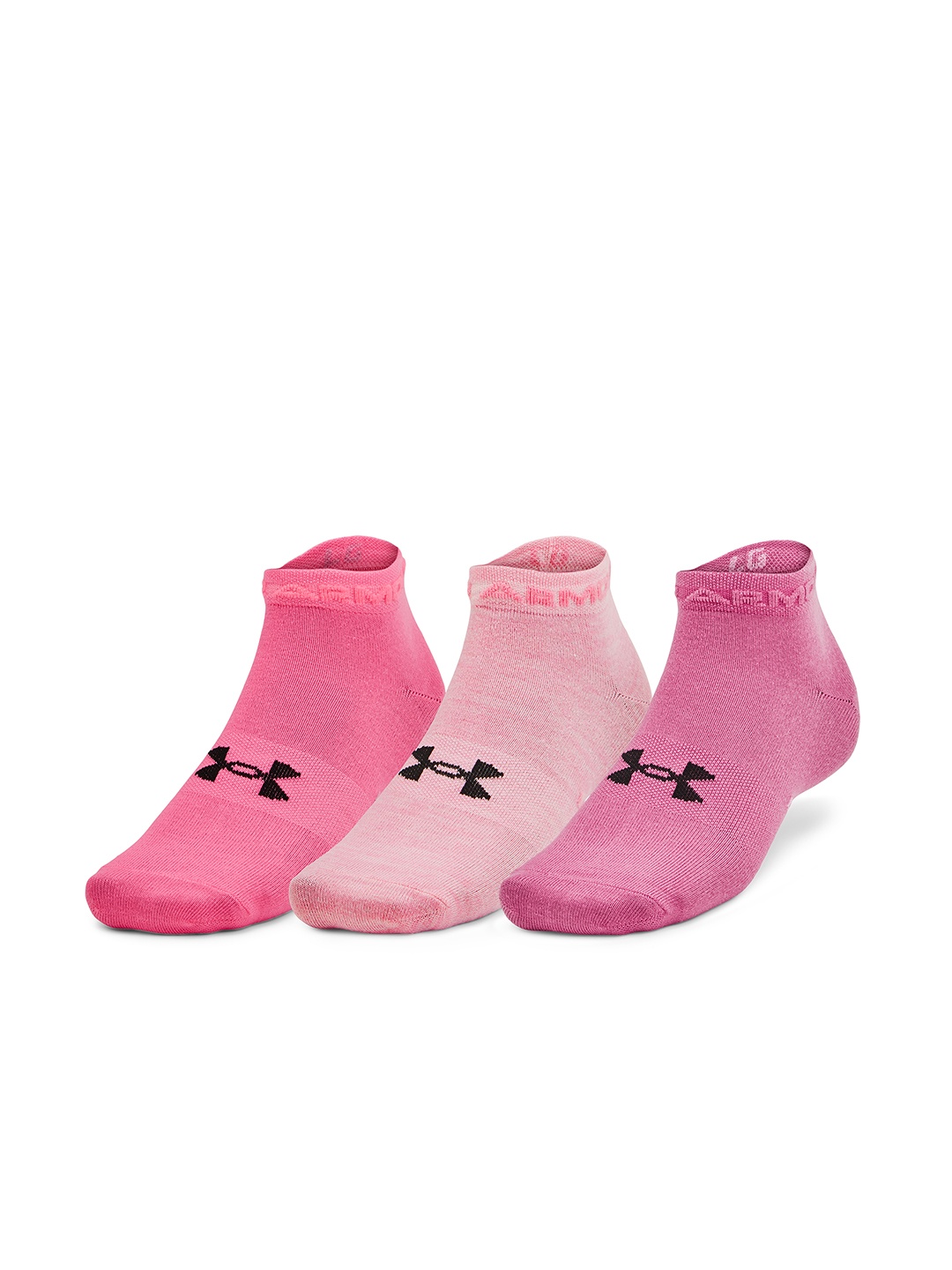 

UNDER ARMOUR Unisex Pack of 3 Essential Low Cut Ankle Length Socks, Pink
