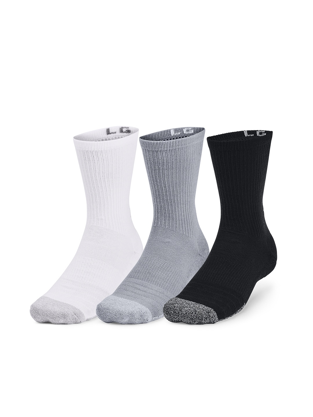 

UNDER ARMOUR Unisex Pack of 3 Patterned Heatgear Crew Above Ankle Socks, Black