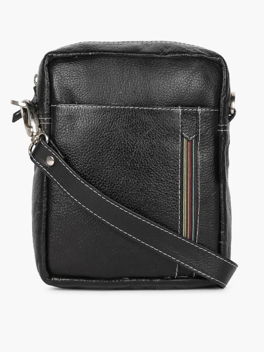 

Tortoise Leather Structured Sling Bag, Black