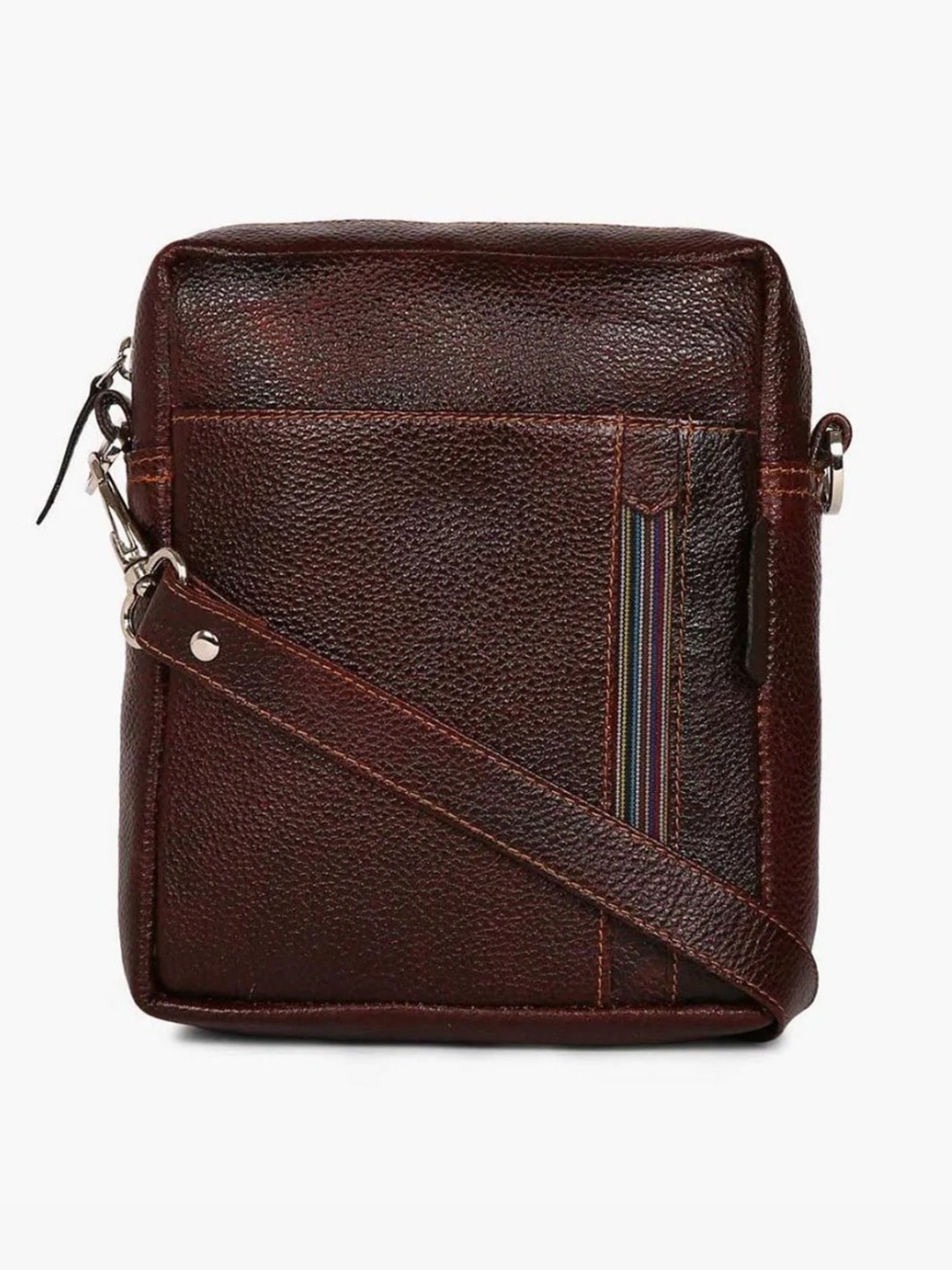 

Tortoise Leather Structured Sling Bag, Brown
