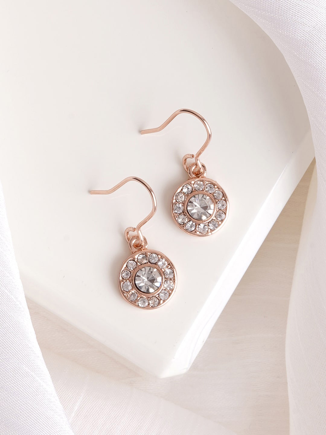 

JOKER & WITCH Rose-Gold Plated Circular Drop Earrings, White