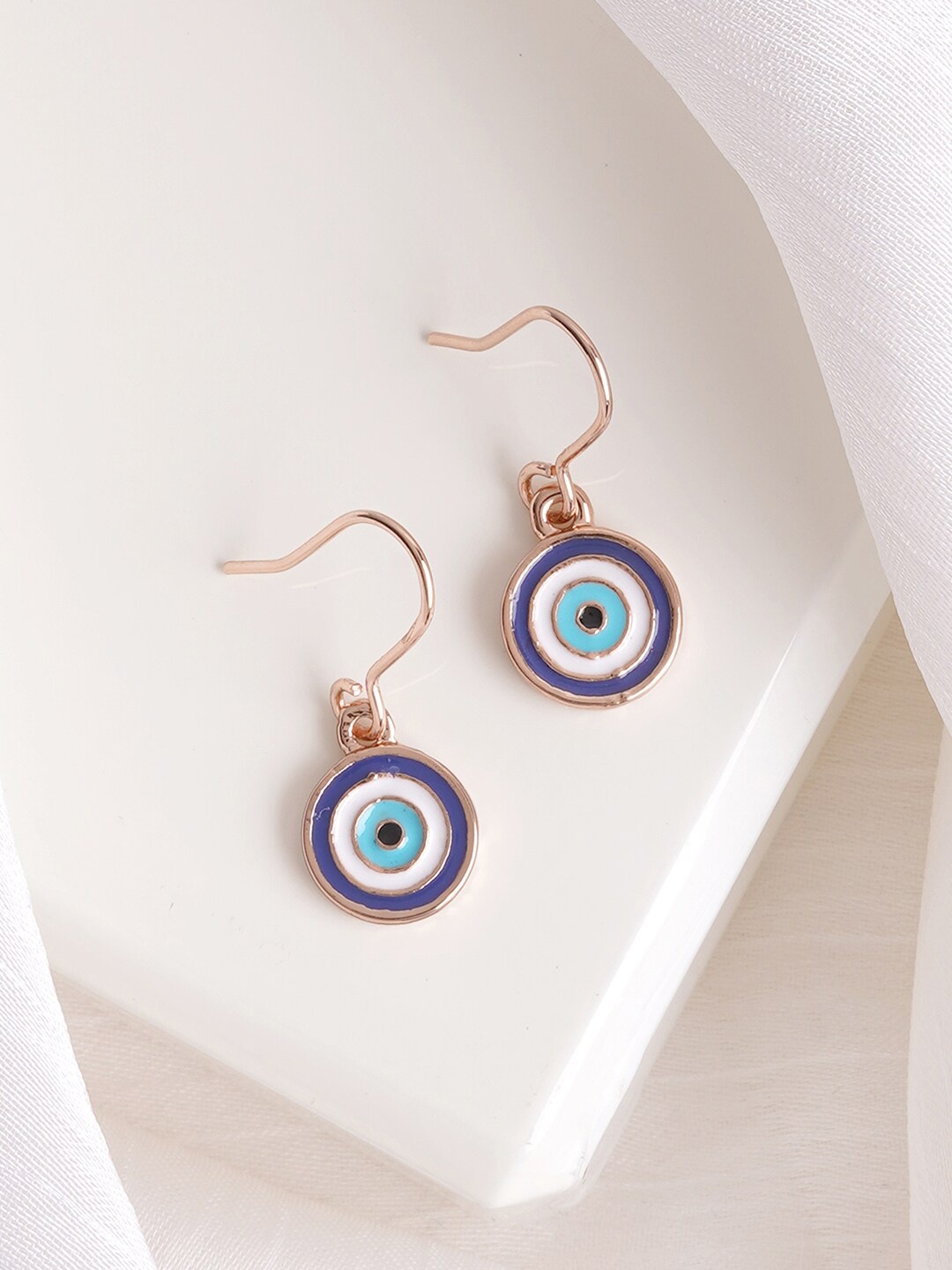 

JOKER & WITCH Rose Gold-Plated Circular Drop Earrings, Blue