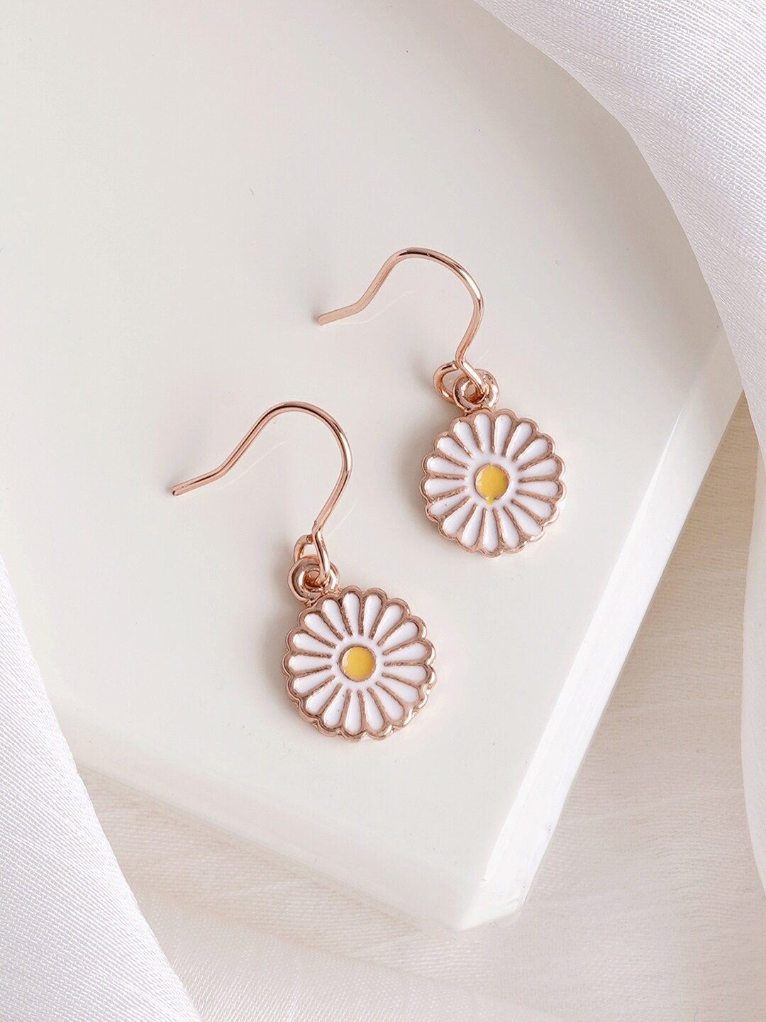 

JOKER & WITCH Rose Gold-Plated Floral Drop Earrings, White