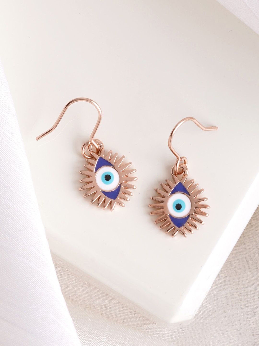 

JOKER & WITCH Rose Gold-Plated Contemporary Drop Earrings, Blue