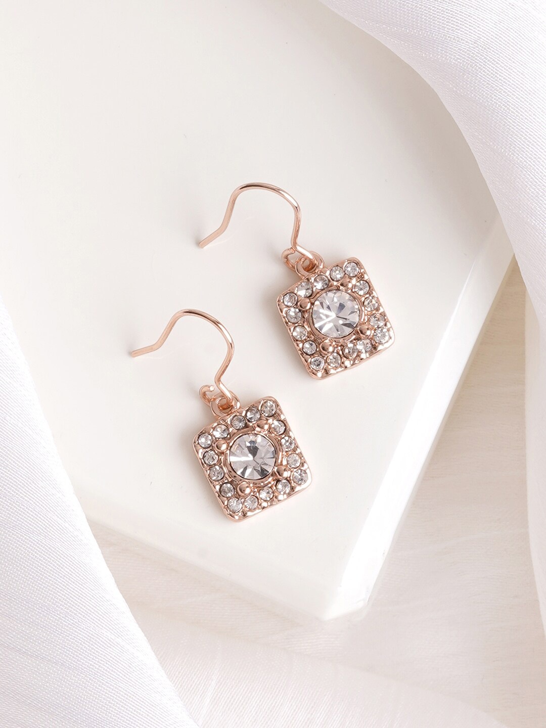 

JOKER & WITCH Rose Gold-Plated Square Drop Earrings, White