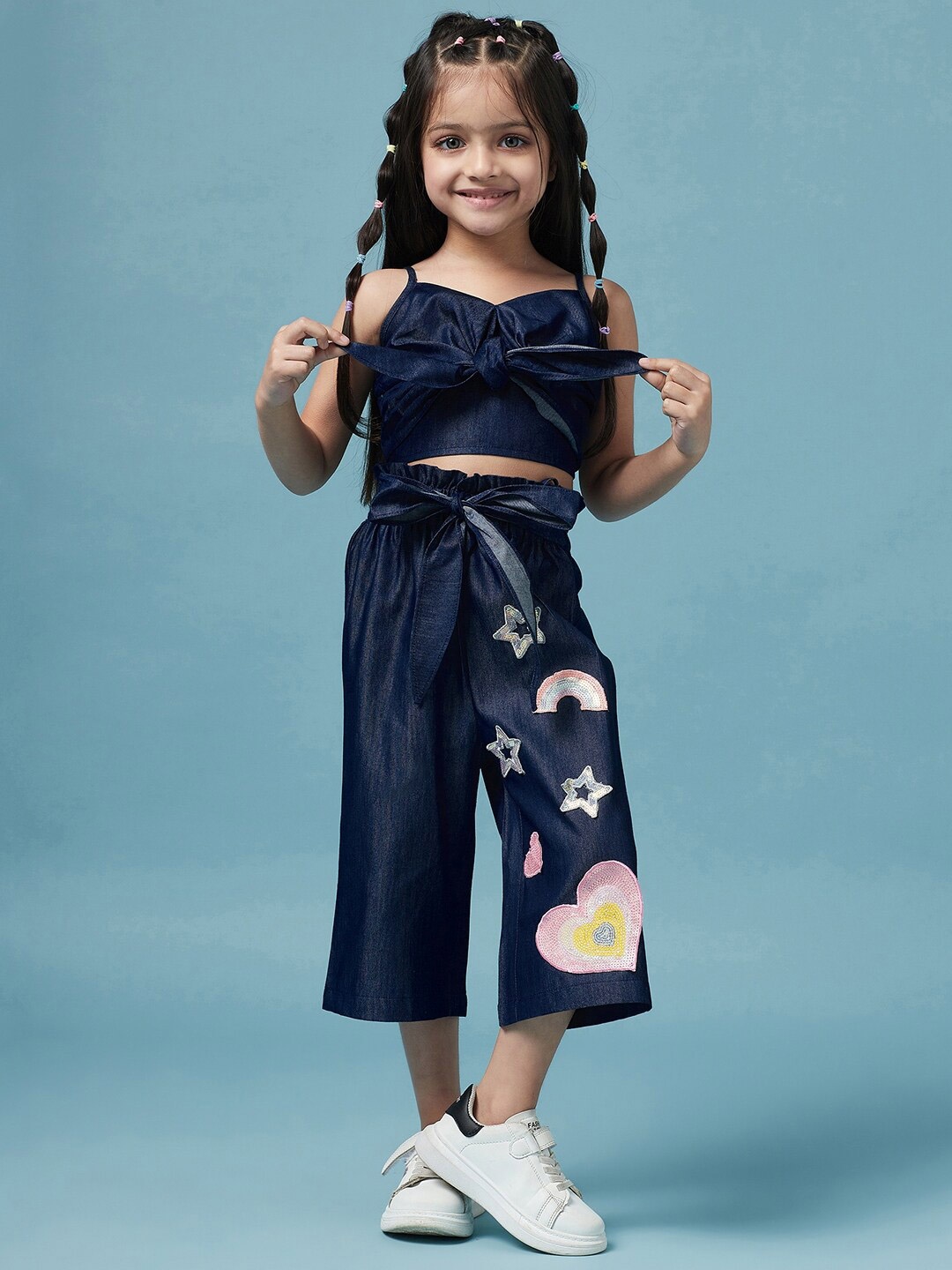 

pspeaches Girls Top with Trousers, Blue