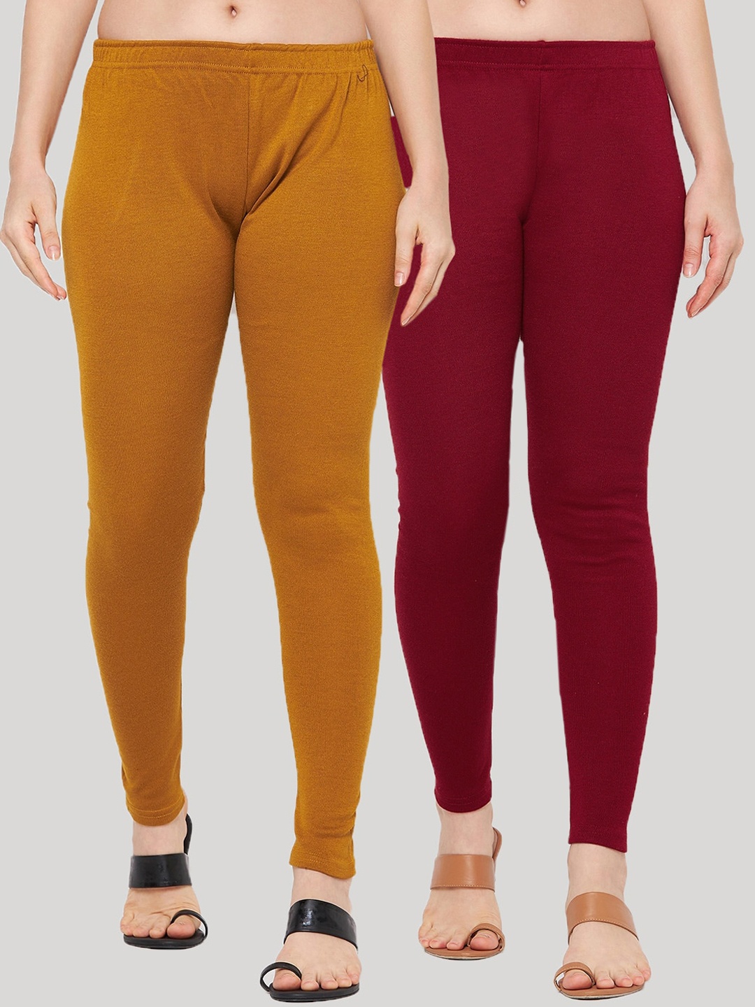 

Clora Creation Pack Of 2 Woolen Ankle Length Leggings, Maroon