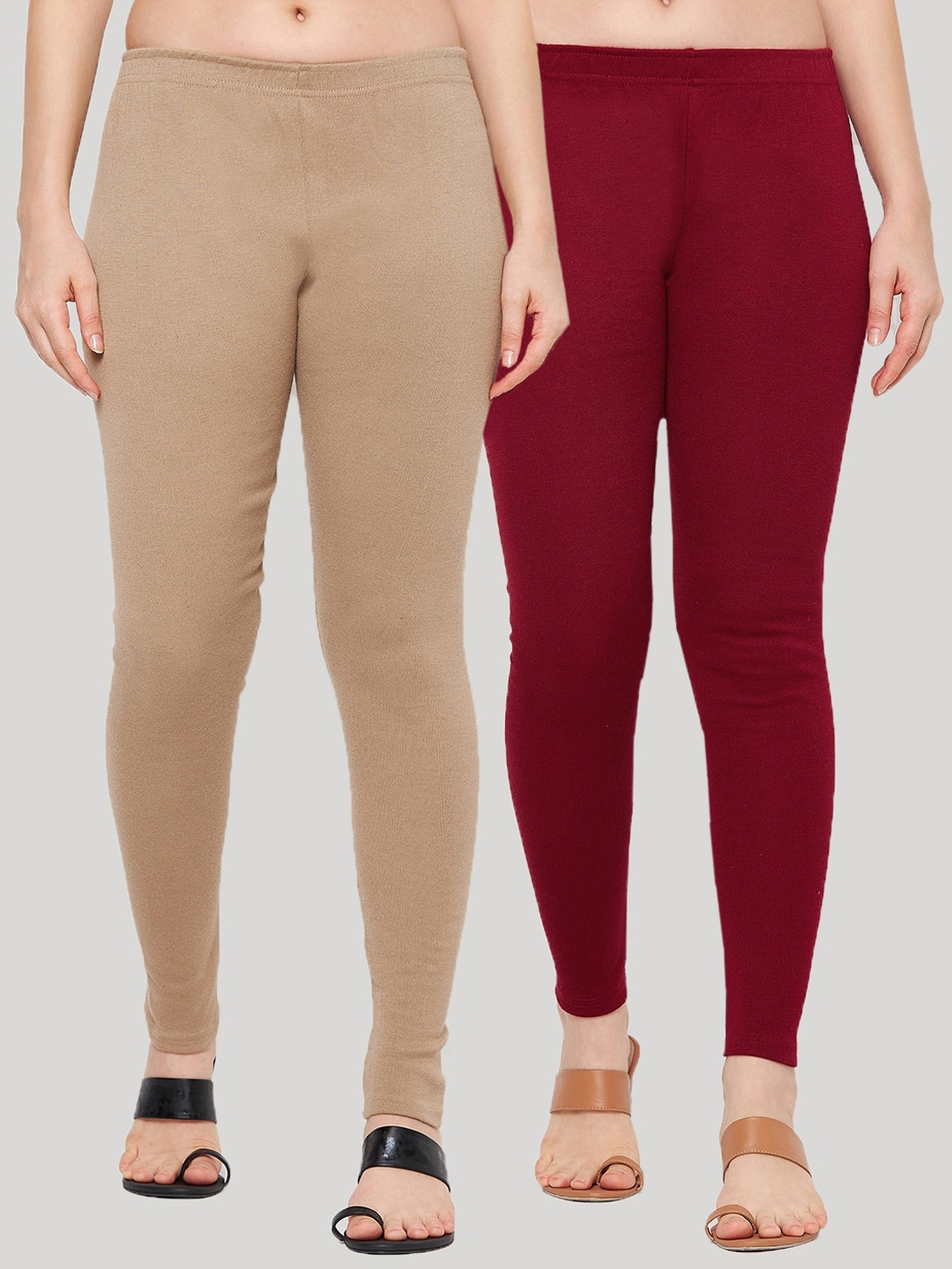 

Clora Creation Pack Of 2 Woolen Ankle Length Leggings, Beige