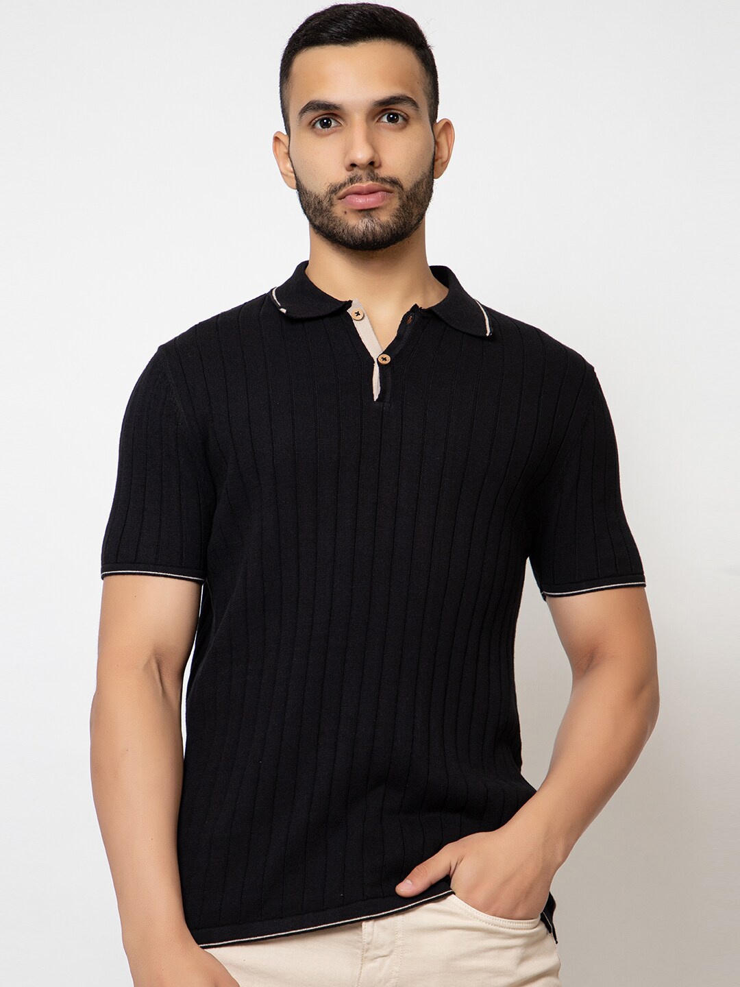 

ARMISTO Polo Collar Pure Cotton T-shirt, Black