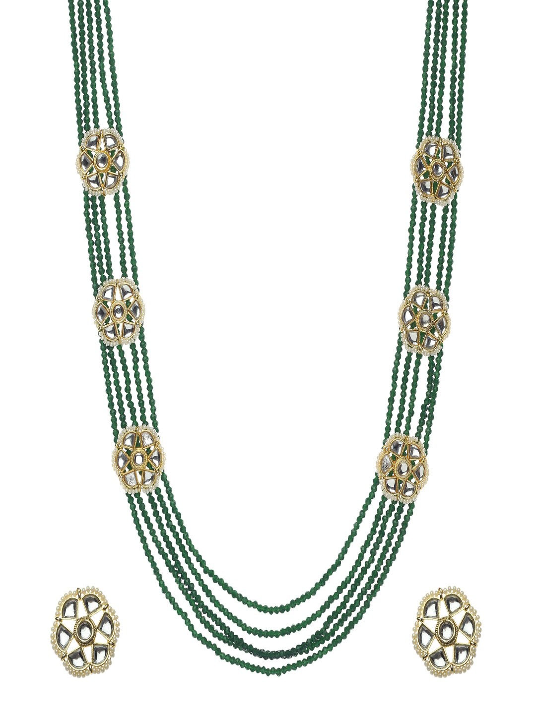 

Runjhun Gold-Plated Kundan-Studded & Pearl Beaded Jewellery Set